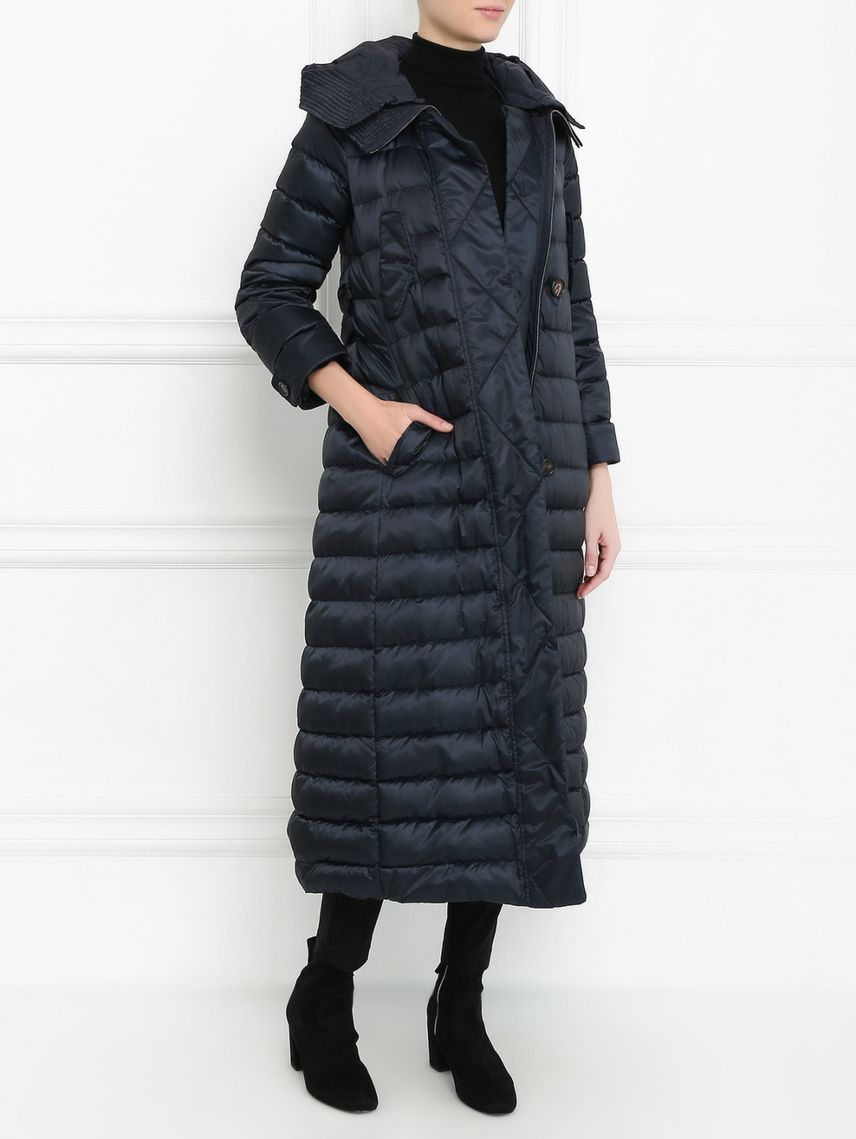 Удлиненное стеганое пальто S Max Mara  –  Модель Общий вид  – Цвет:  Синий