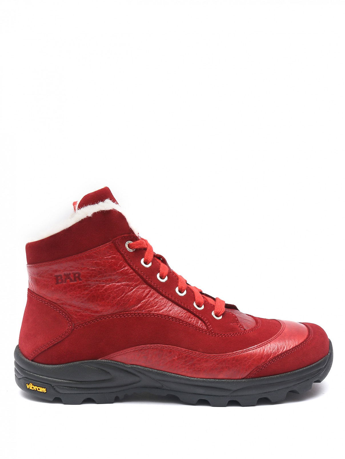 Ботинки из кожи и замши на шнурках BAER  –  Обтравка1  – Цвет:  Красный