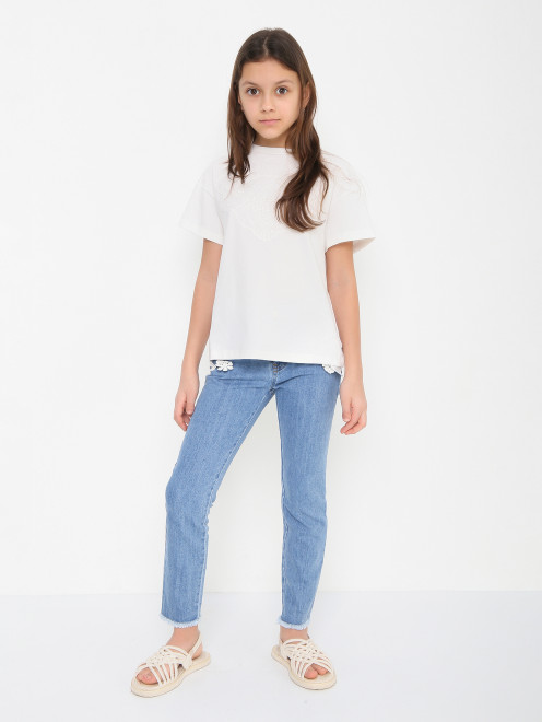 Джинсы из хлопка с аппликацией Ermanno Scervino Junior - МодельОбщийВид