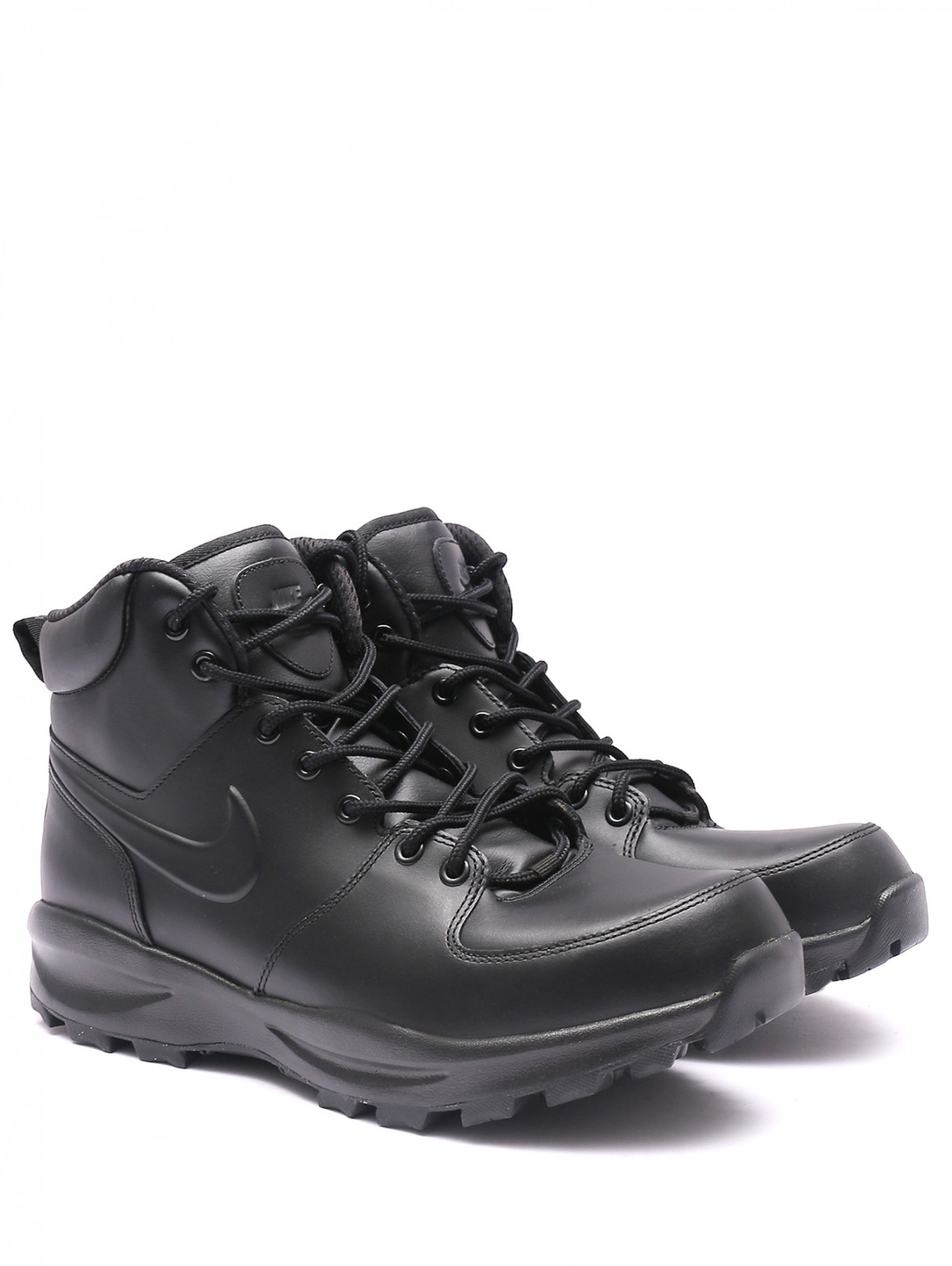 Комбинированные ботинки на шнурках с логотипом Nike  –  Общий вид  – Цвет:  Черный