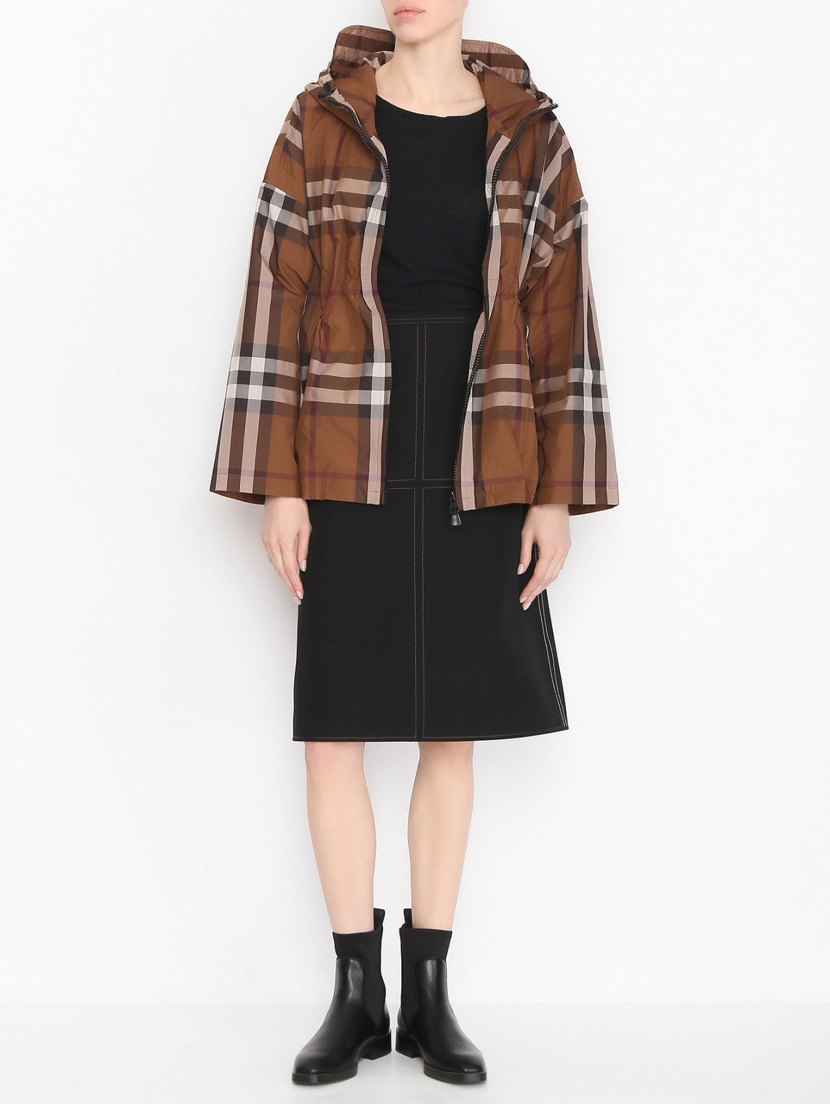 Юбка из хлопка Burberry  –  МодельОбщийВид  – Цвет:  Черный