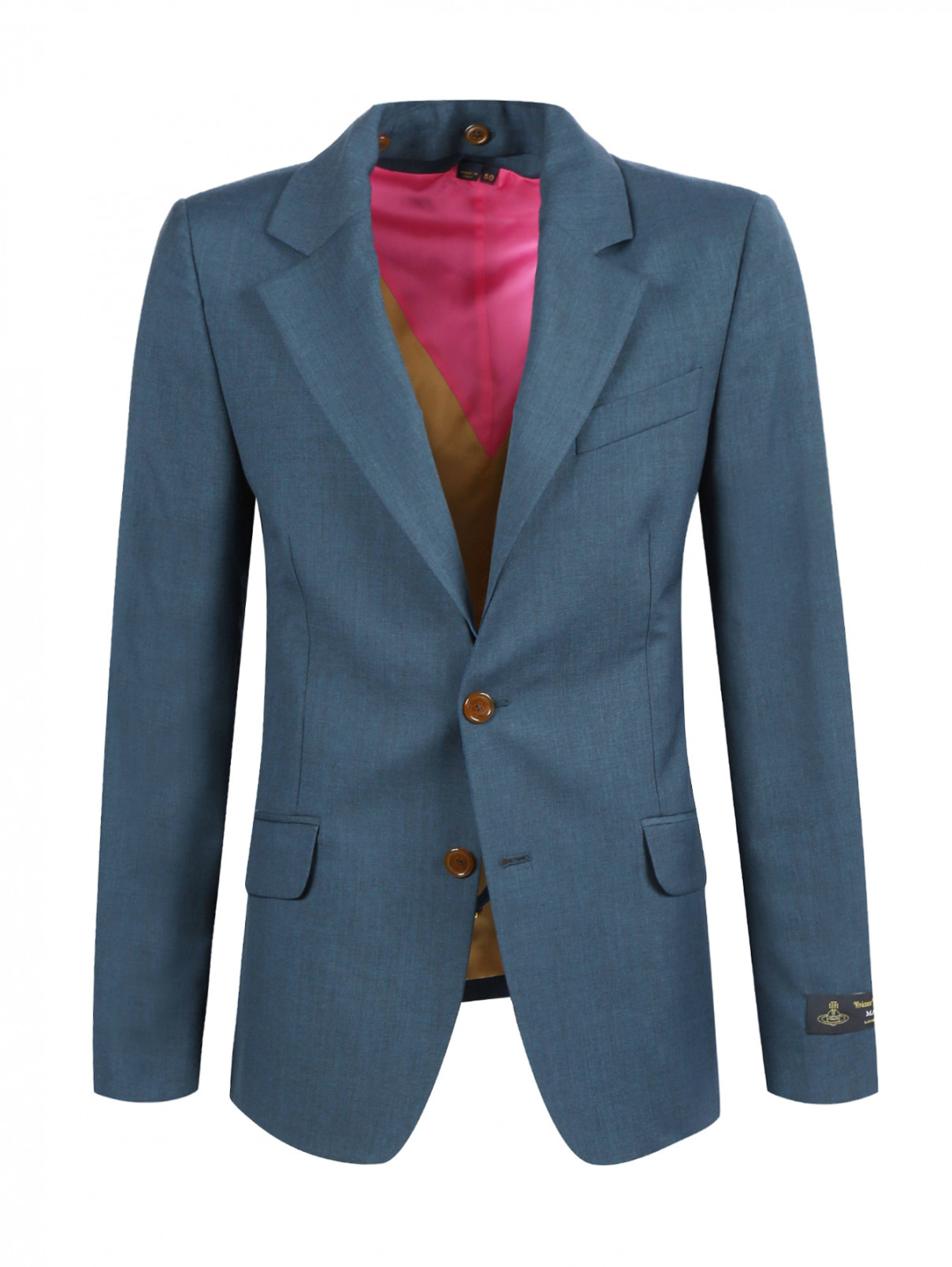 Однобортный пиджак из шерсти со съемными лацканами Vivienne Westwood  –  Общий вид  – Цвет:  Синий