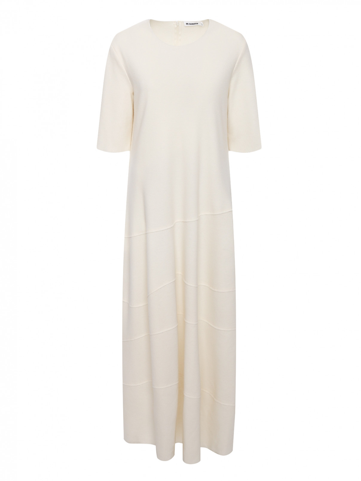 Платье-макси из шерсти с короткими рукавами Jil Sander  –  Общий вид  – Цвет:  Белый
