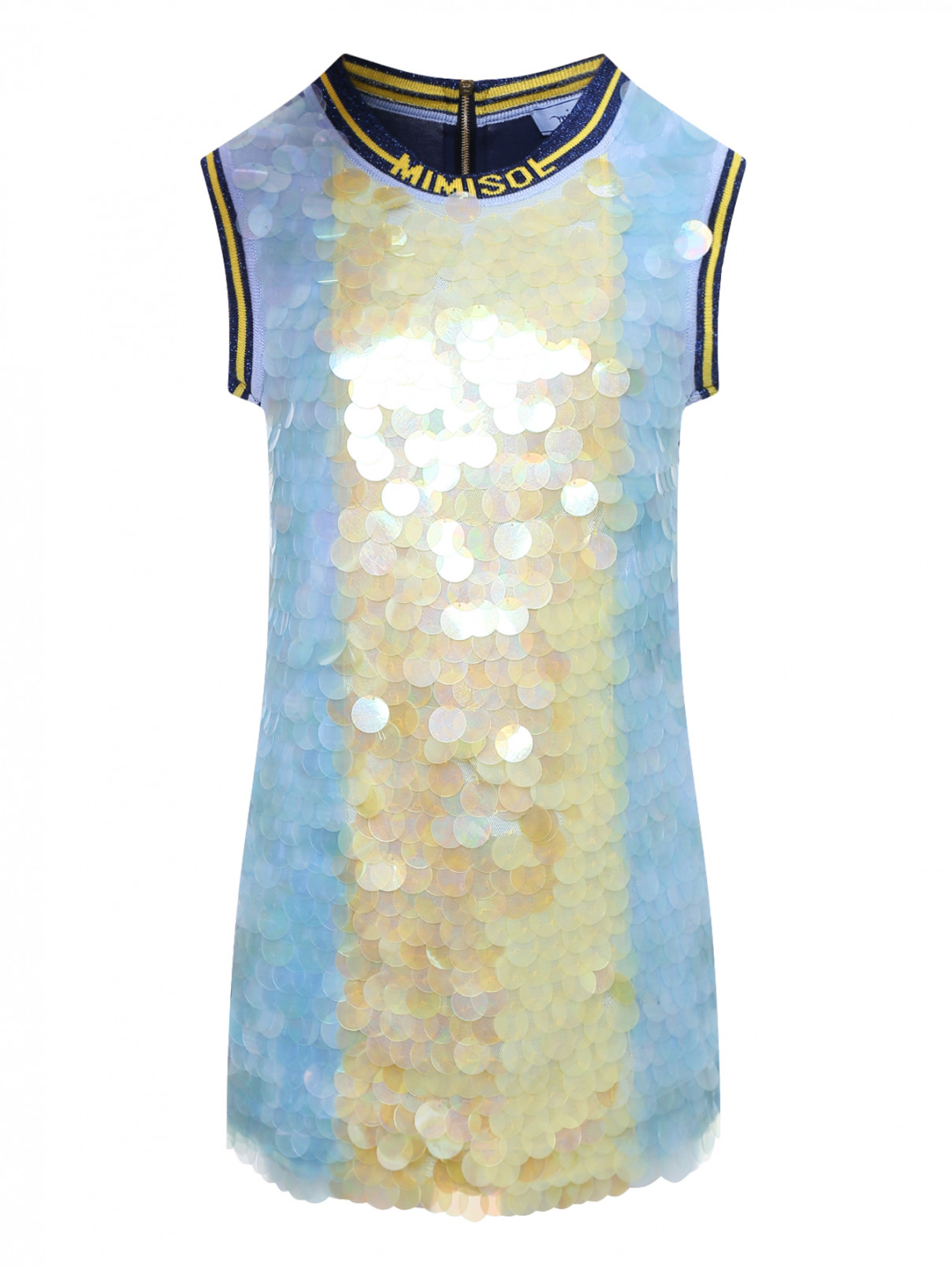 Платье-мини расшитое пайетками MiMiSol  –  Общий вид  – Цвет:  Синий