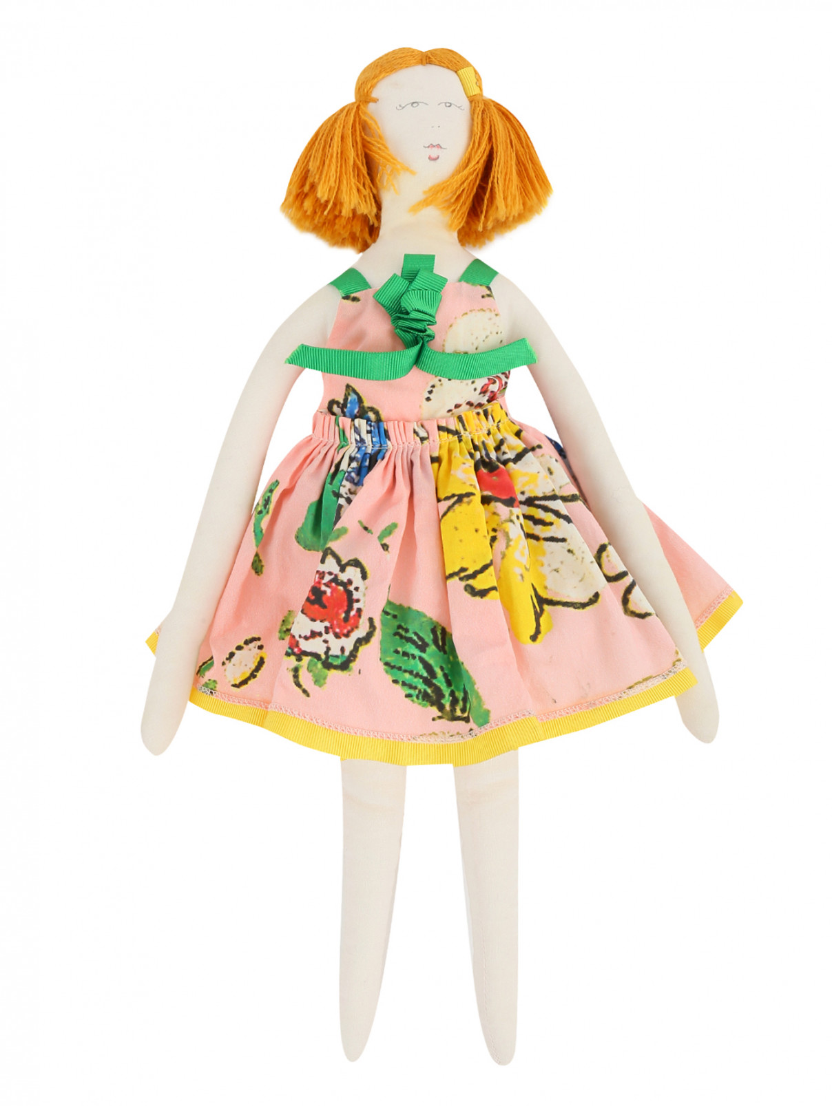 Кукла-тильда в хлопковом платье MiMiSol  –  Общий вид  – Цвет:  Белый