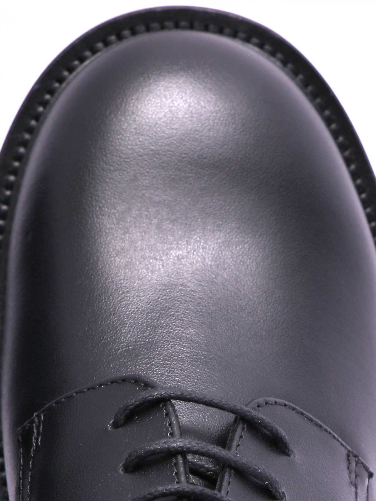 Ботинки из гладкой кожи на шнурках Marina Rinaldi  –  Обтравка4  – Цвет:  Черный
