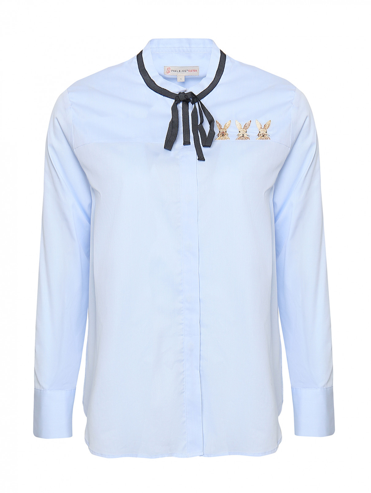 Блуза из хлопка с вышивкой Paul&Joe Sister  –  Общий вид  – Цвет:  Синий