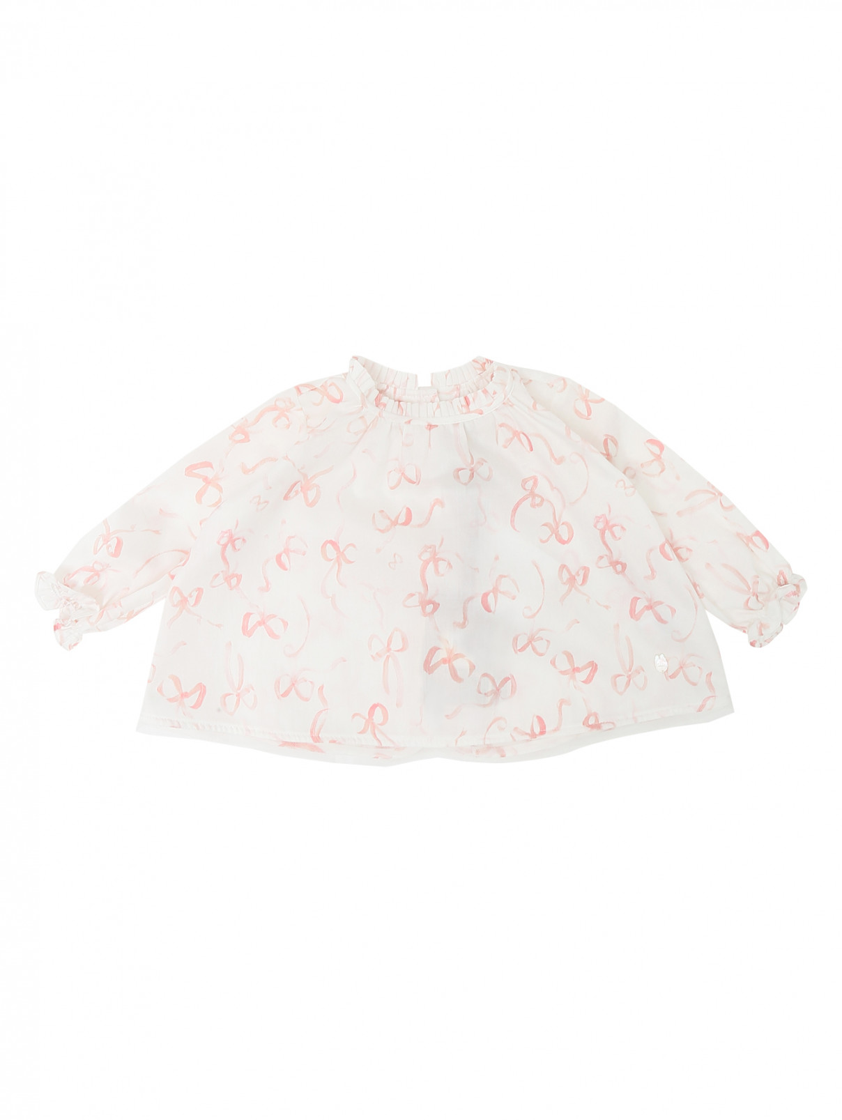 Хлопковая блуза с ажурным воротничком Baby Dior  –  Общий вид  – Цвет:  Белый