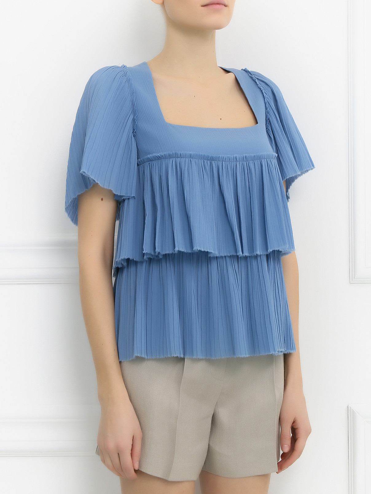 Блуза из хлопка Sonia Rykiel  –  Модель Верх-Низ  – Цвет:  Синий