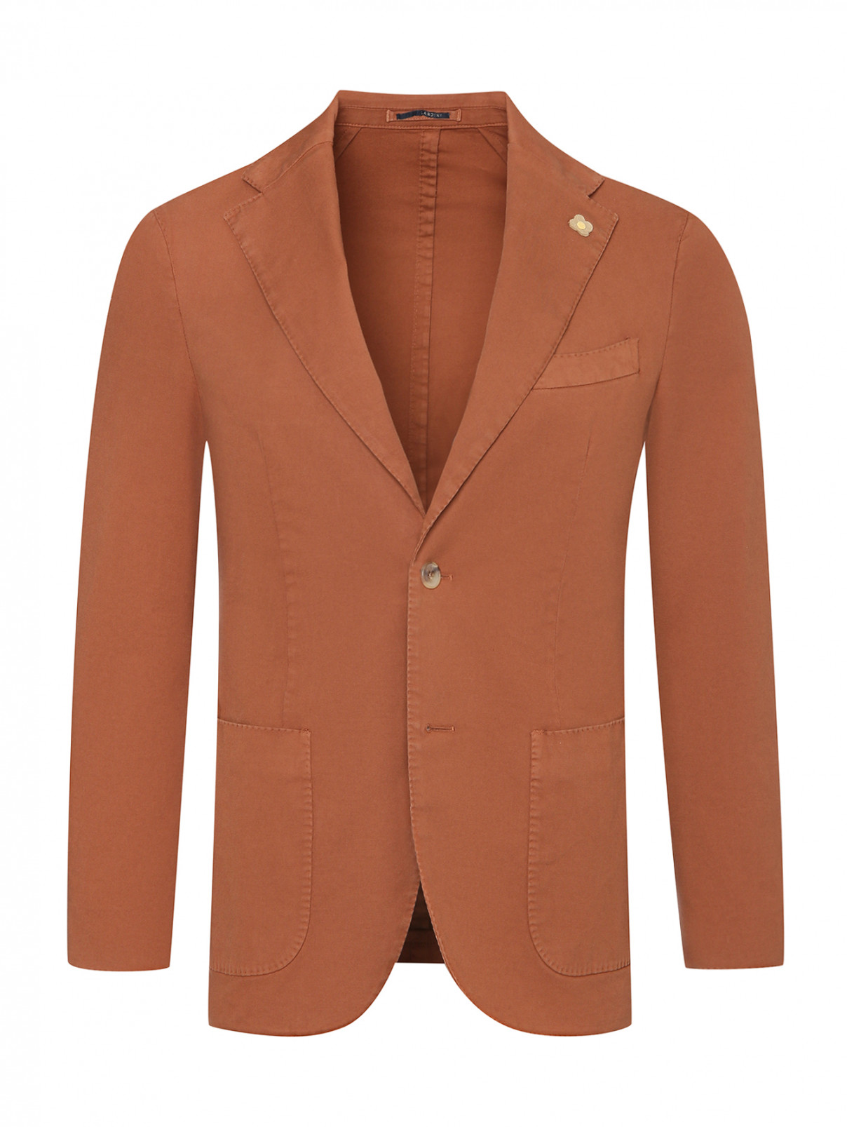 Пиджак из хлопка с накладными карманами LARDINI  –  Общий вид  – Цвет:  Коричневый