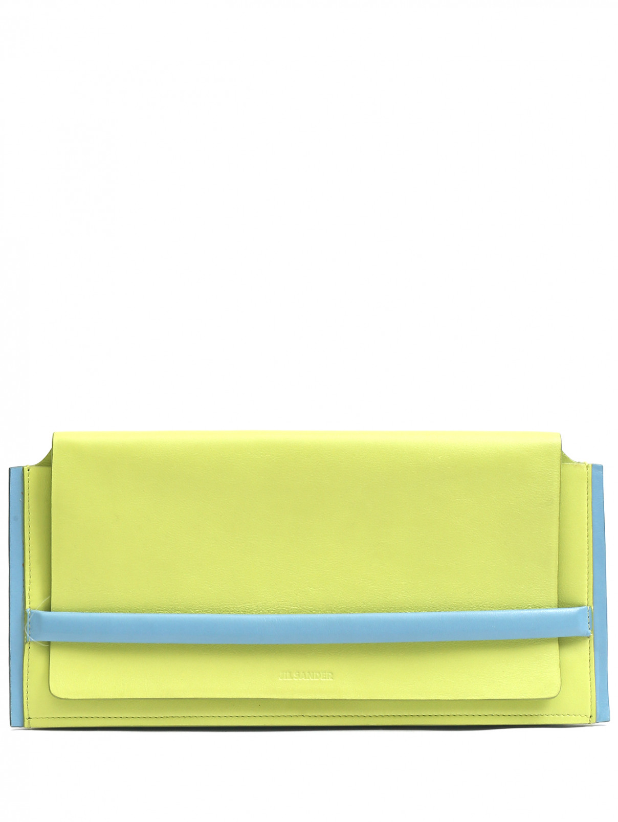Клатч из гладкой кожи с контрастной отделкой Jil Sander  –  Общий вид  – Цвет:  Зеленый