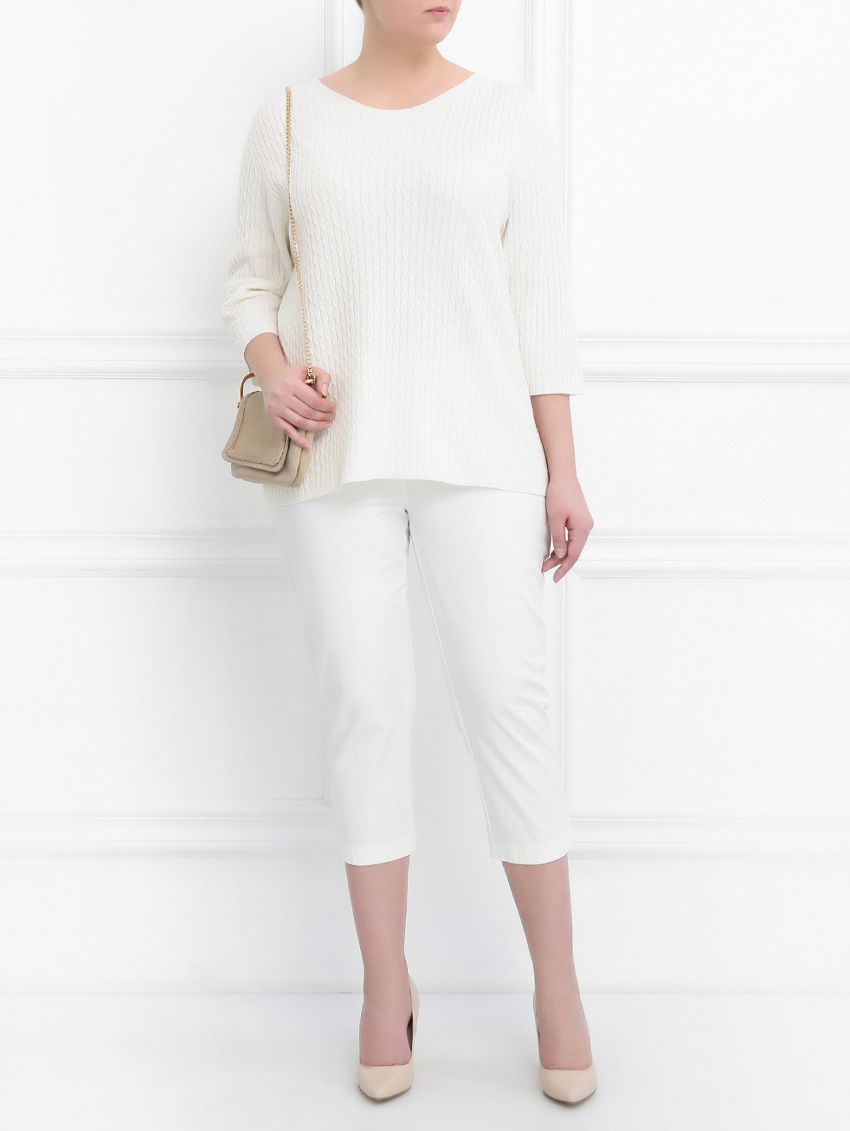 Укороченные брюки из хлопка прямого кроя Marina Sport  –  Модель Общий вид  – Цвет:  Белый