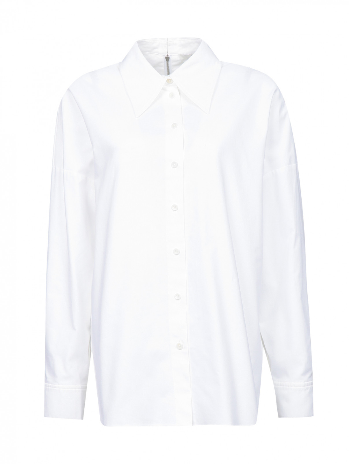 Блуза из хлопка с застежкой сзади TIBI  –  Общий вид  – Цвет:  Белый