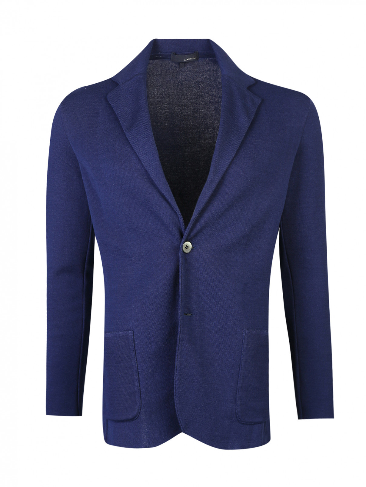 Пиджак трикотажный из хлопка LARDINI  –  Общий вид  – Цвет:  Синий