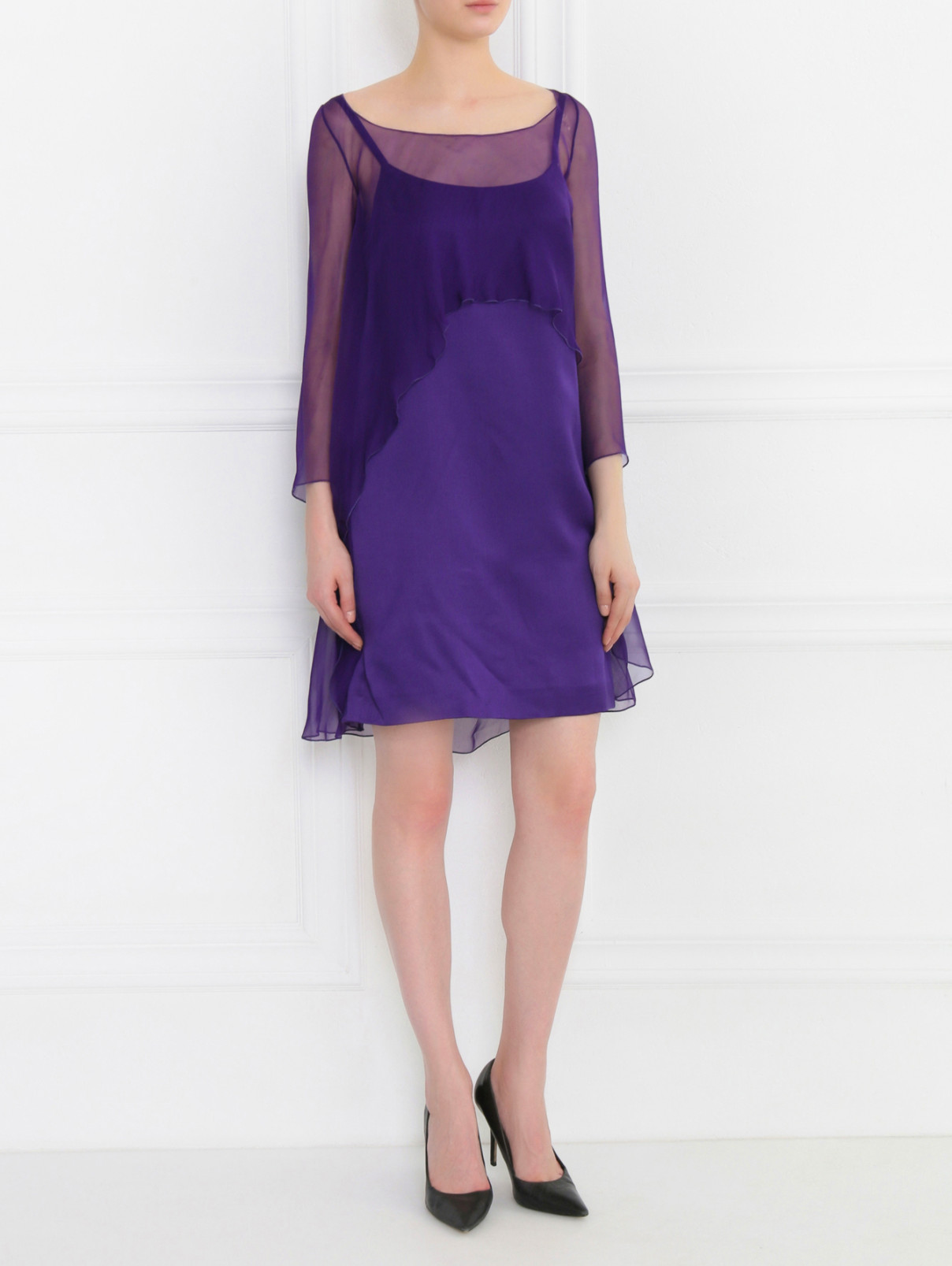Платье-мини из шелка Alberta Ferretti  –  Модель Общий вид  – Цвет:  Фиолетовый