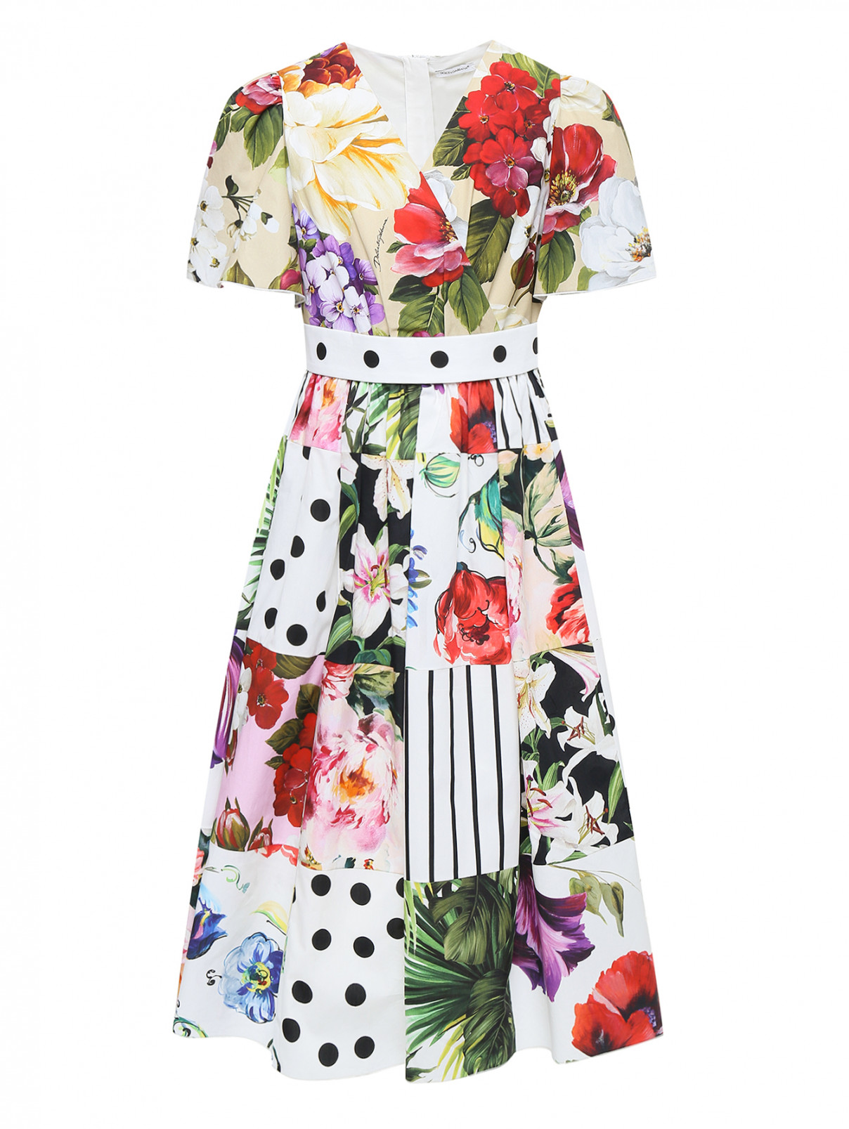 Платье из хлопка с узором Dolce & Gabbana  –  Общий вид  – Цвет:  Узор