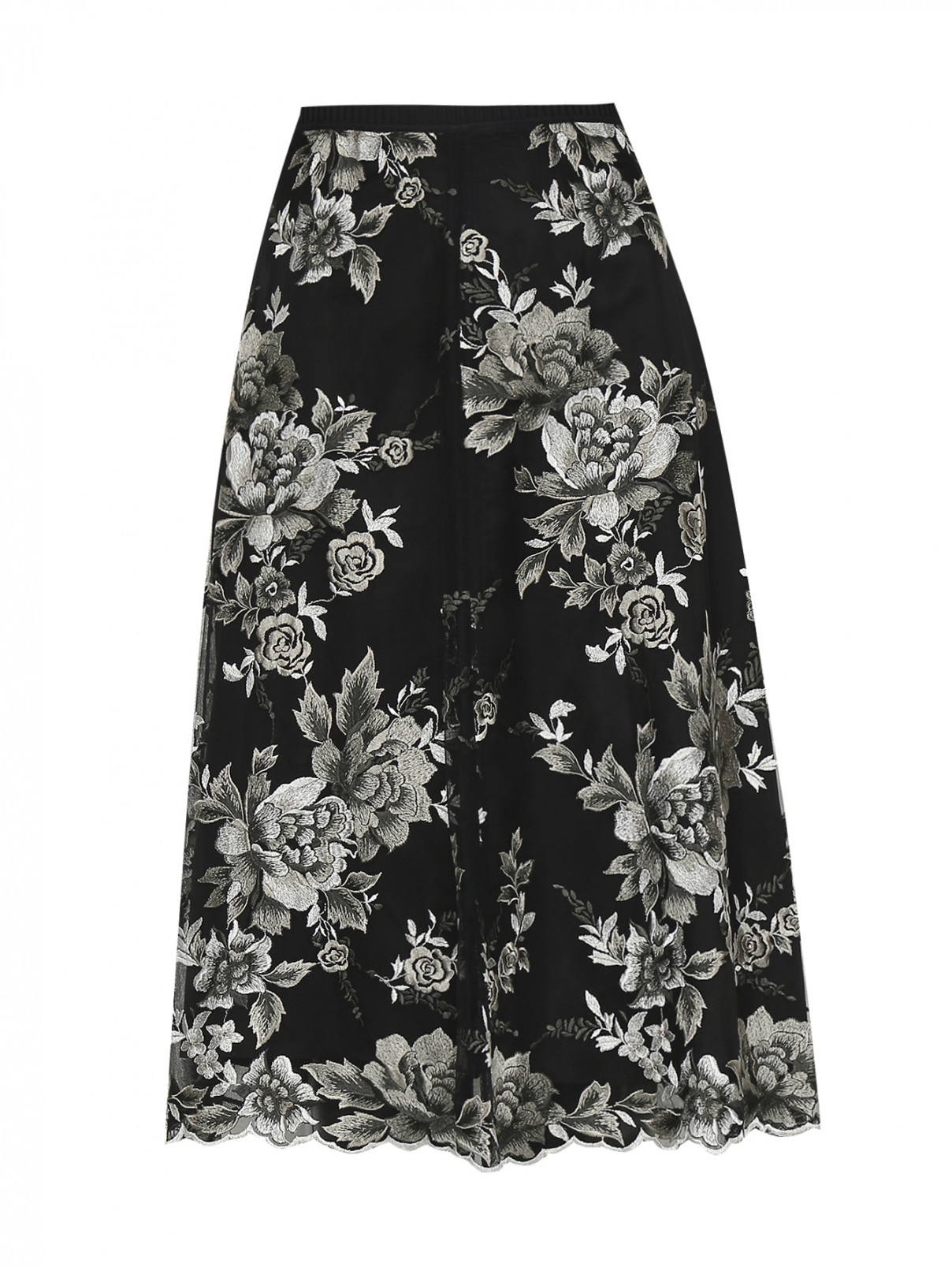 Юбка-миди с декоративной вышивкой Antonio Marras  –  Общий вид  – Цвет:  Черный