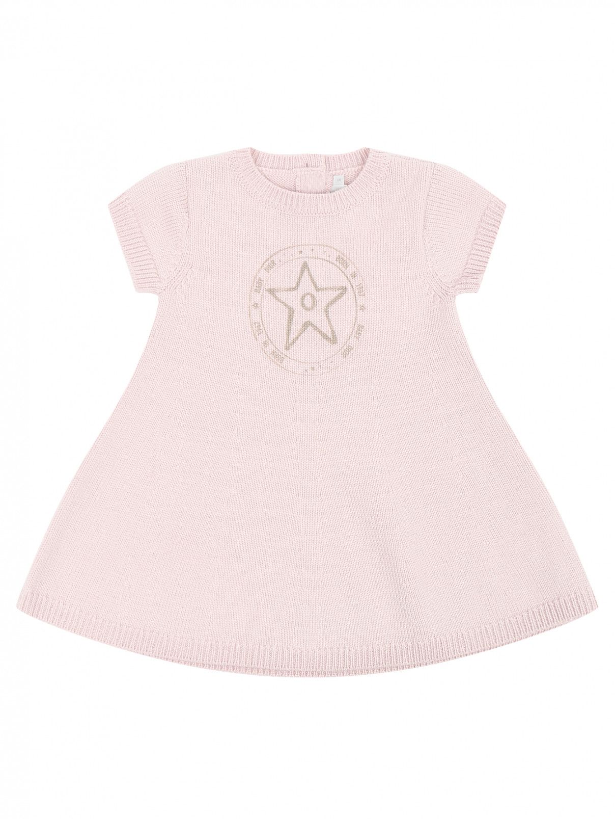 Шерстяное платье с декором на спинке Baby Dior  –  Общий вид  – Цвет:  Розовый