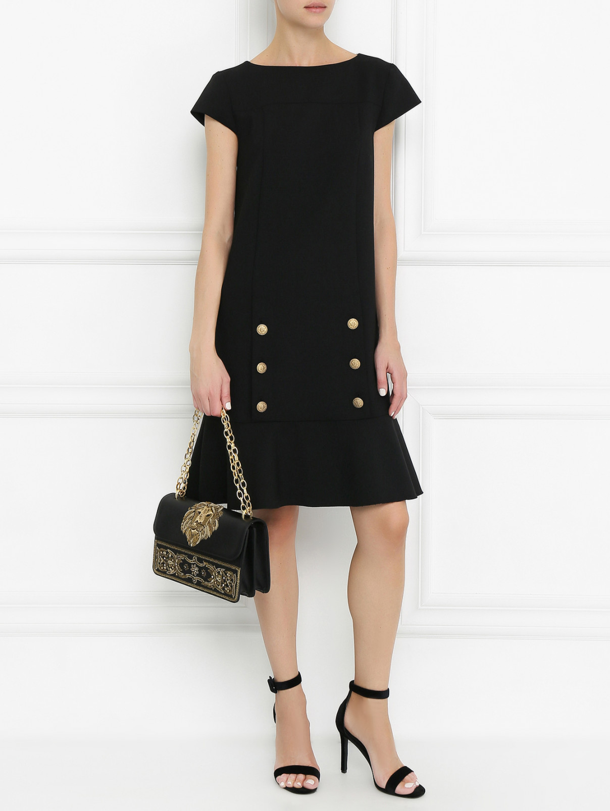 Платье из шерсти с декоративными пуговицами Alberta Ferretti  –  Модель Общий вид  – Цвет:  Черный