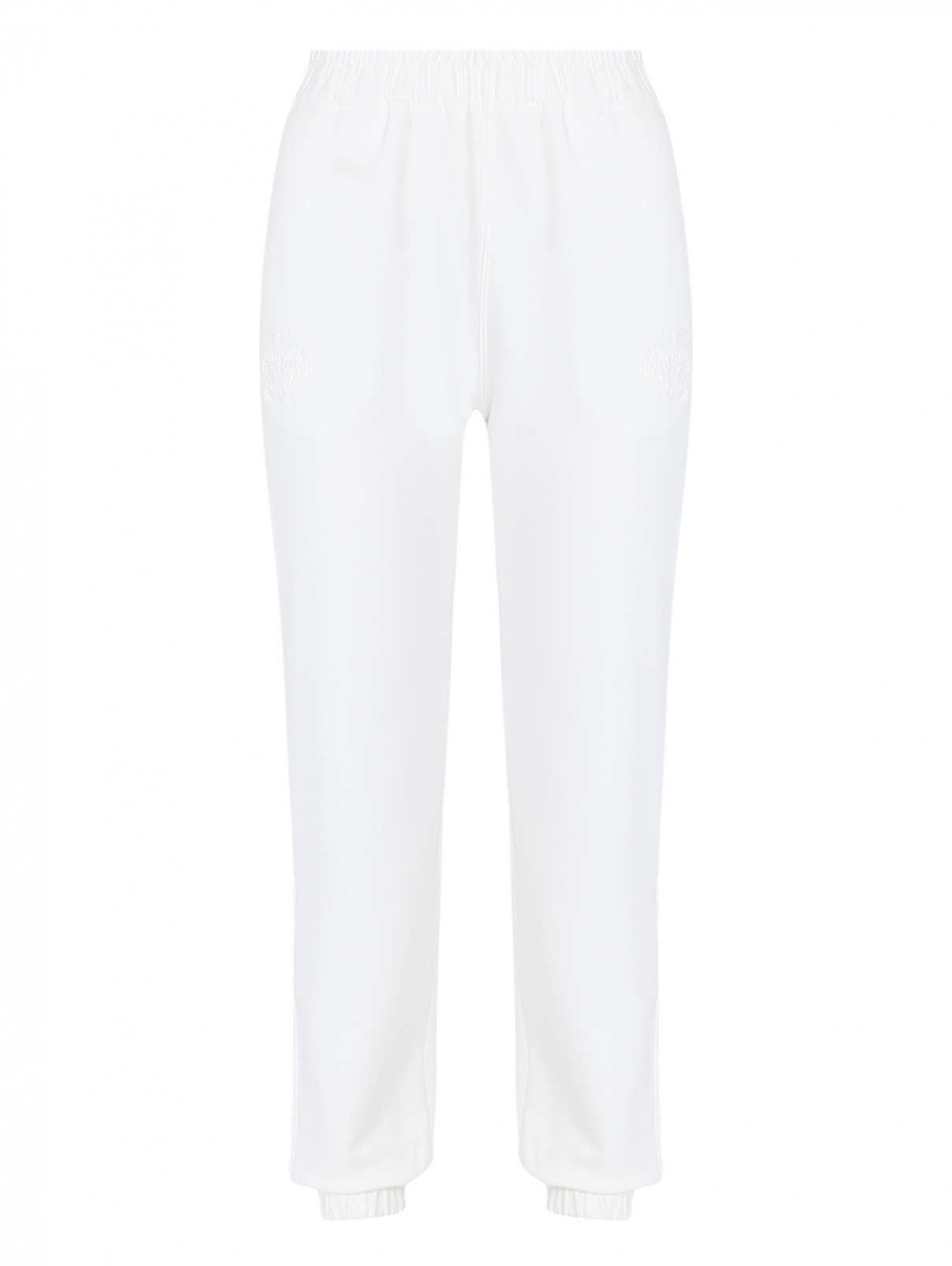 Трикотажные брюки из хлопка на резинке с карманами Ermanno Scervino  –  Общий вид  – Цвет:  Белый