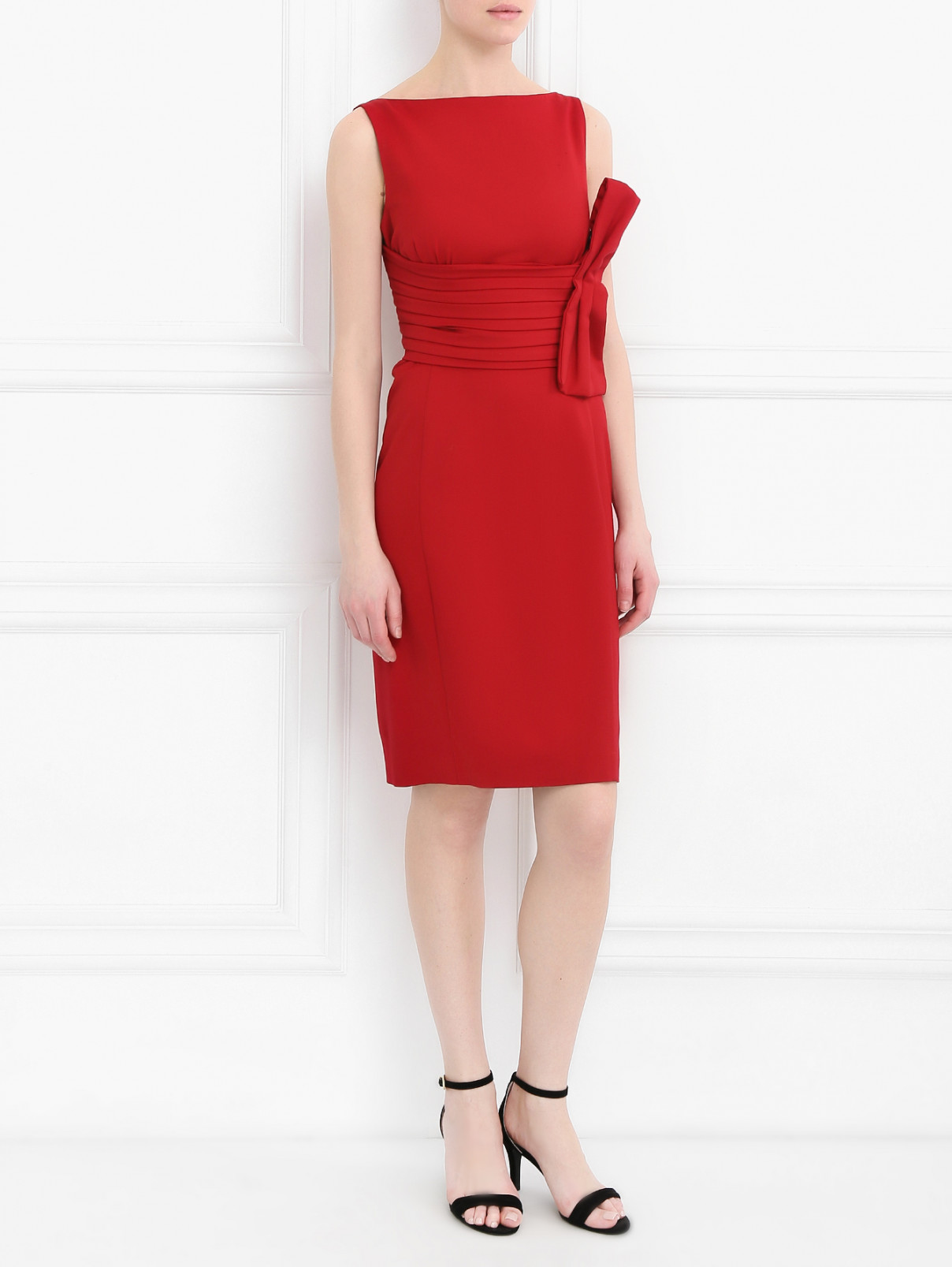 Платье-мини из шерсти с декором Dsquared2  –  Модель Общий вид  – Цвет:  Красный