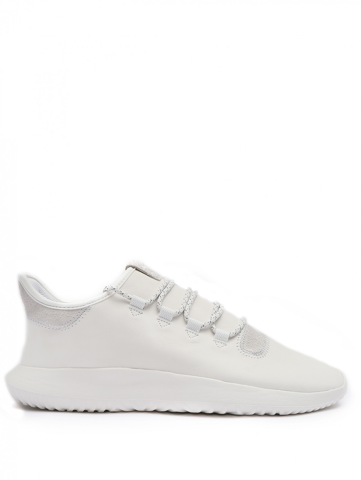 Комбинированные кроссовки из кожи Adidas Originals  –  Обтравка1  – Цвет:  Белый