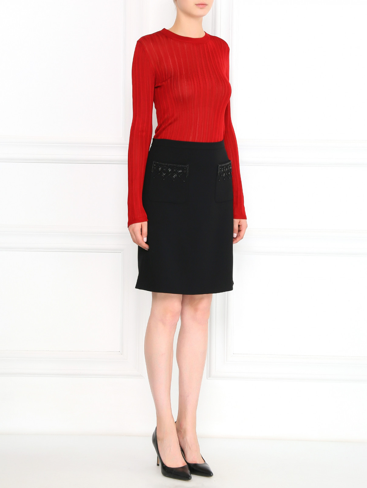Джемпер с круглым вырезом DKNY  –  Модель Общий вид  – Цвет:  Красный