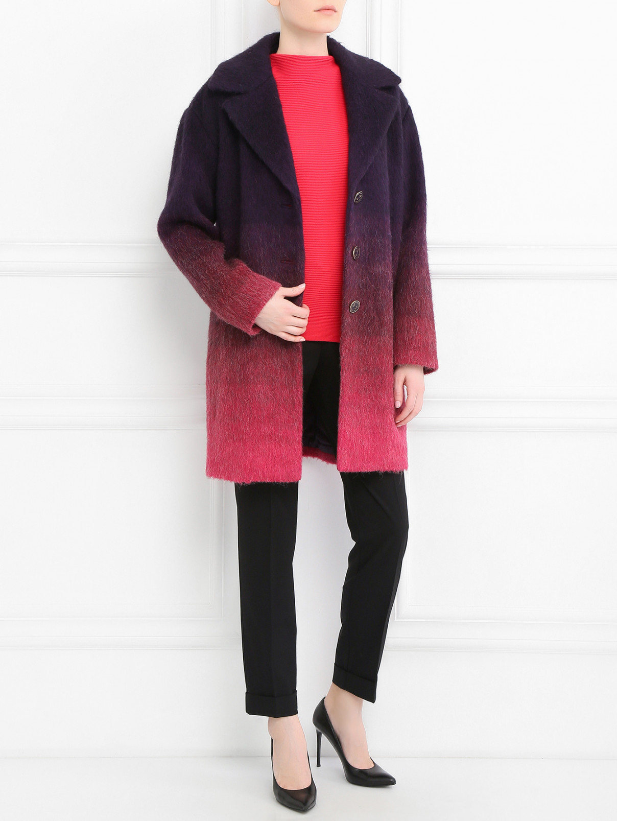 Однобортное пальто с контрастными пуговицами Juicy Couture  –  Модель Общий вид  – Цвет:  Мультиколор