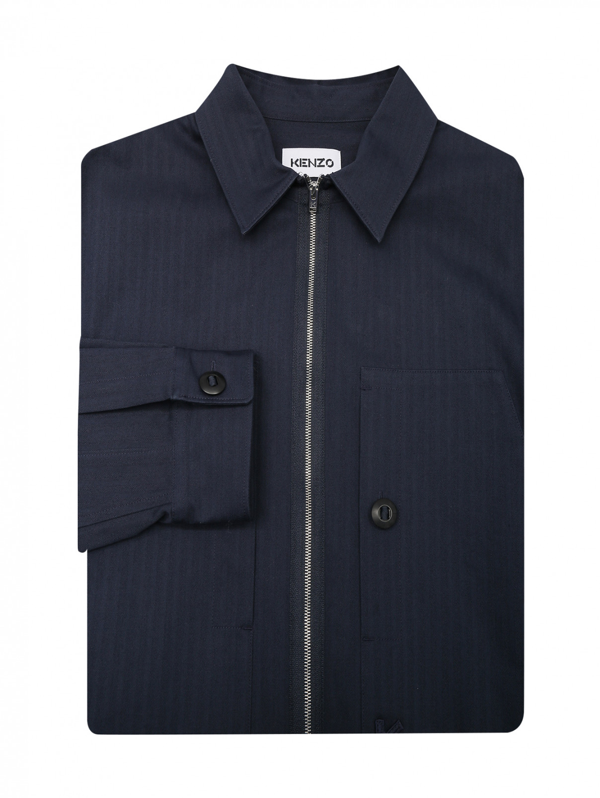 Рубашка из хлопка на молнии Kenzo  –  Общий вид  – Цвет:  Синий