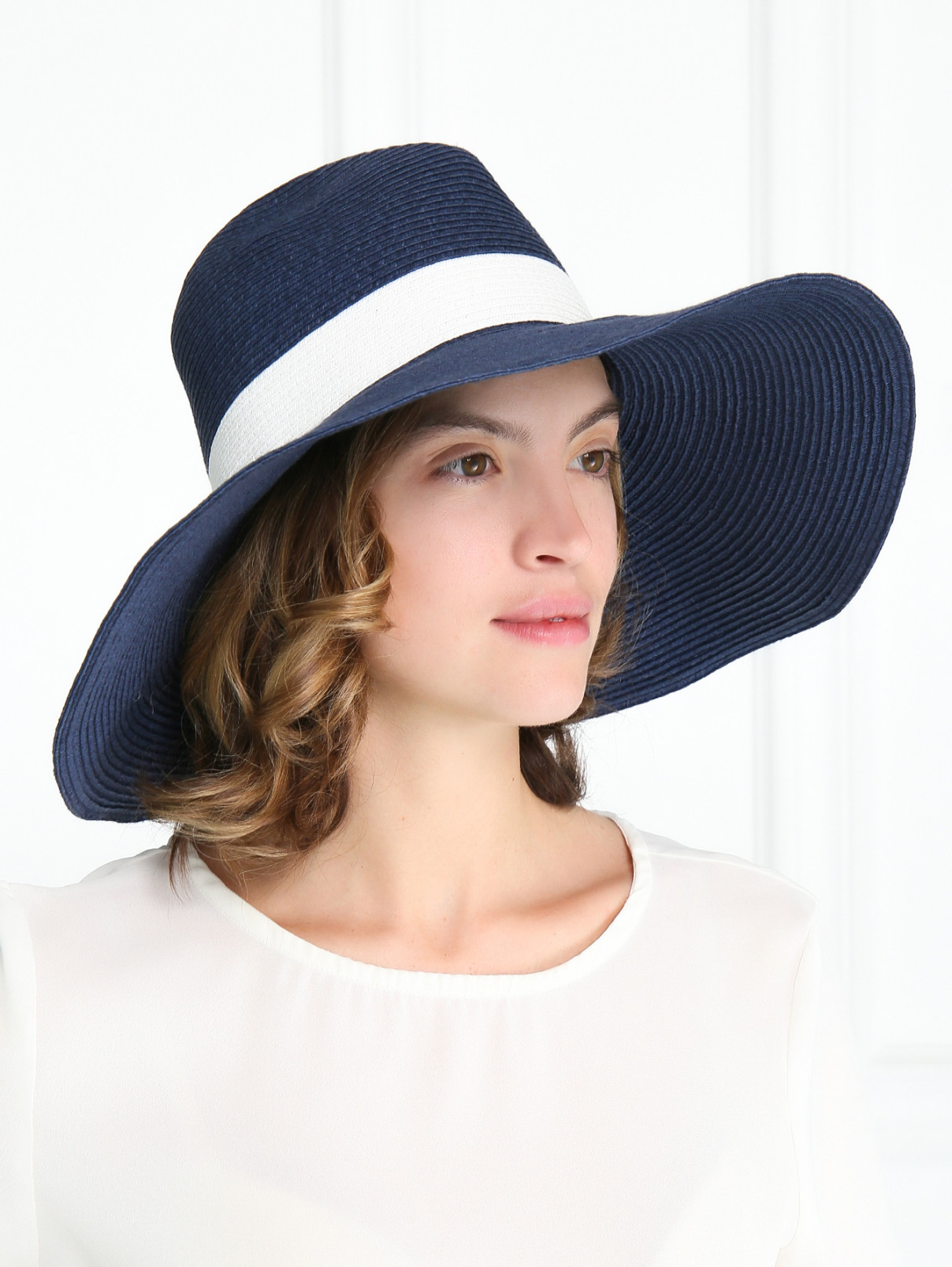 Шляпа с широкими полями и контрастной отделкой Max&Co  –  Модель Общий вид  – Цвет:  Синий