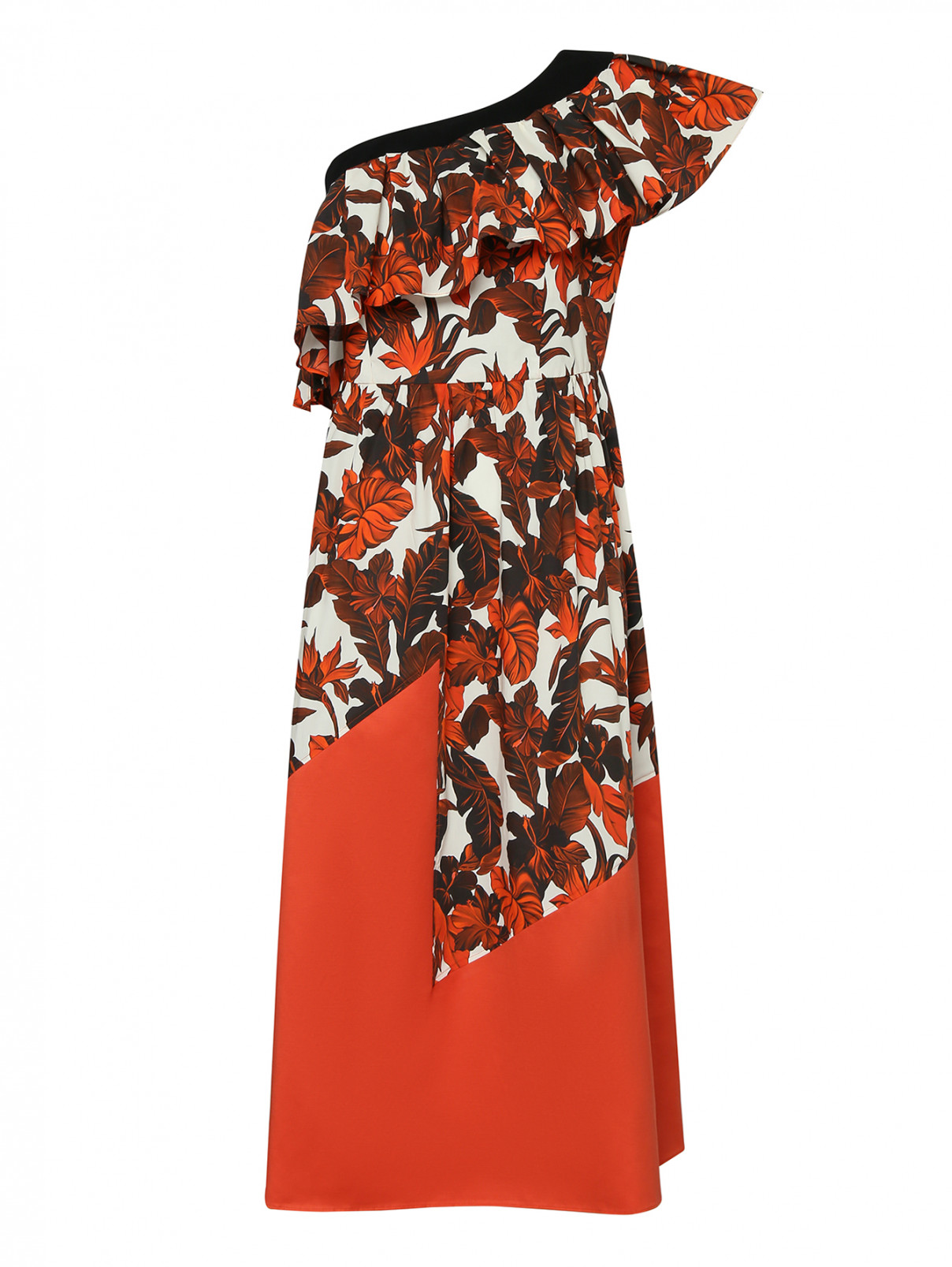 Платье хлопковое, с цветочным узором Marina Rinaldi  –  Общий вид  – Цвет:  Мультиколор