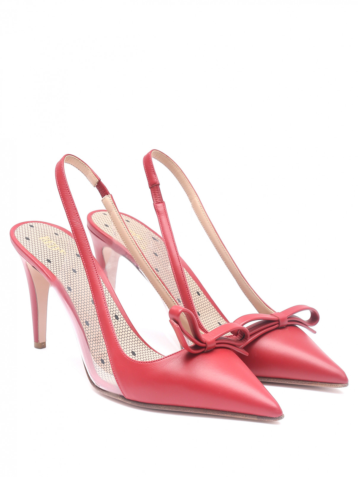 Туфли из гладкой кожи с бантиками RedV  –  Общий вид  – Цвет:  Красный