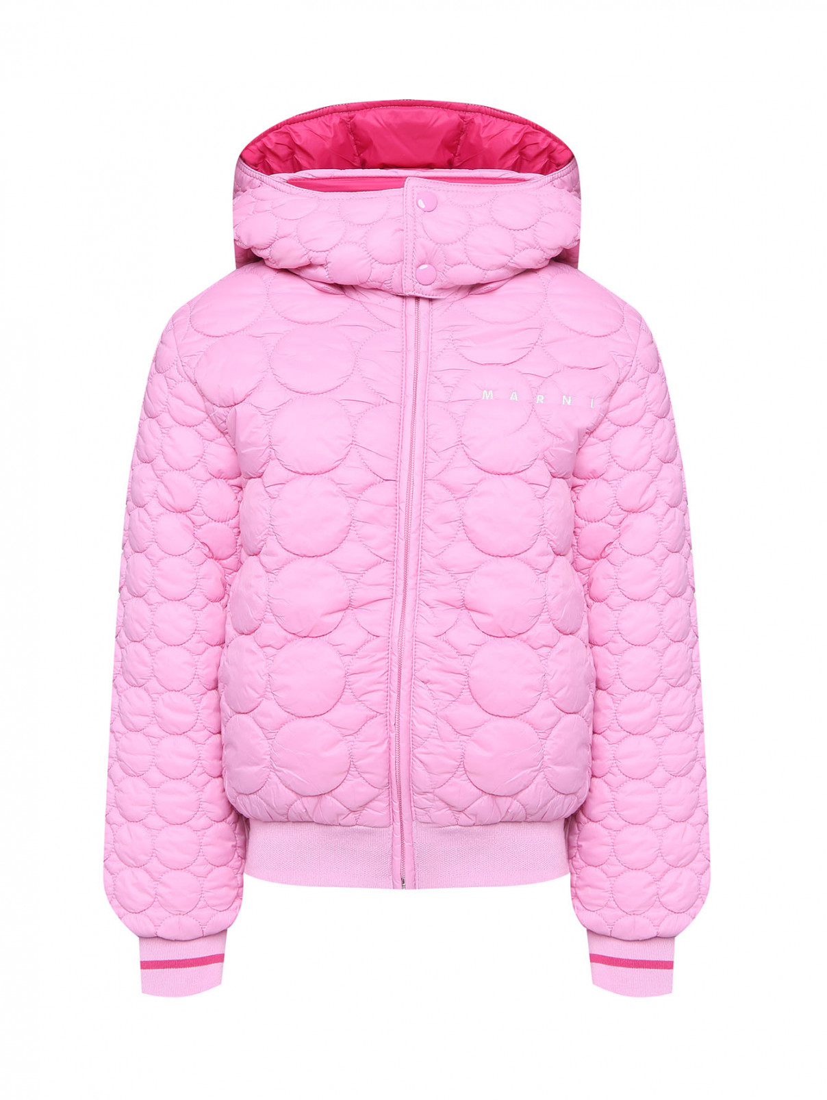 Стеганая куртка с логотипом Marni  –  Общий вид  – Цвет:  Розовый