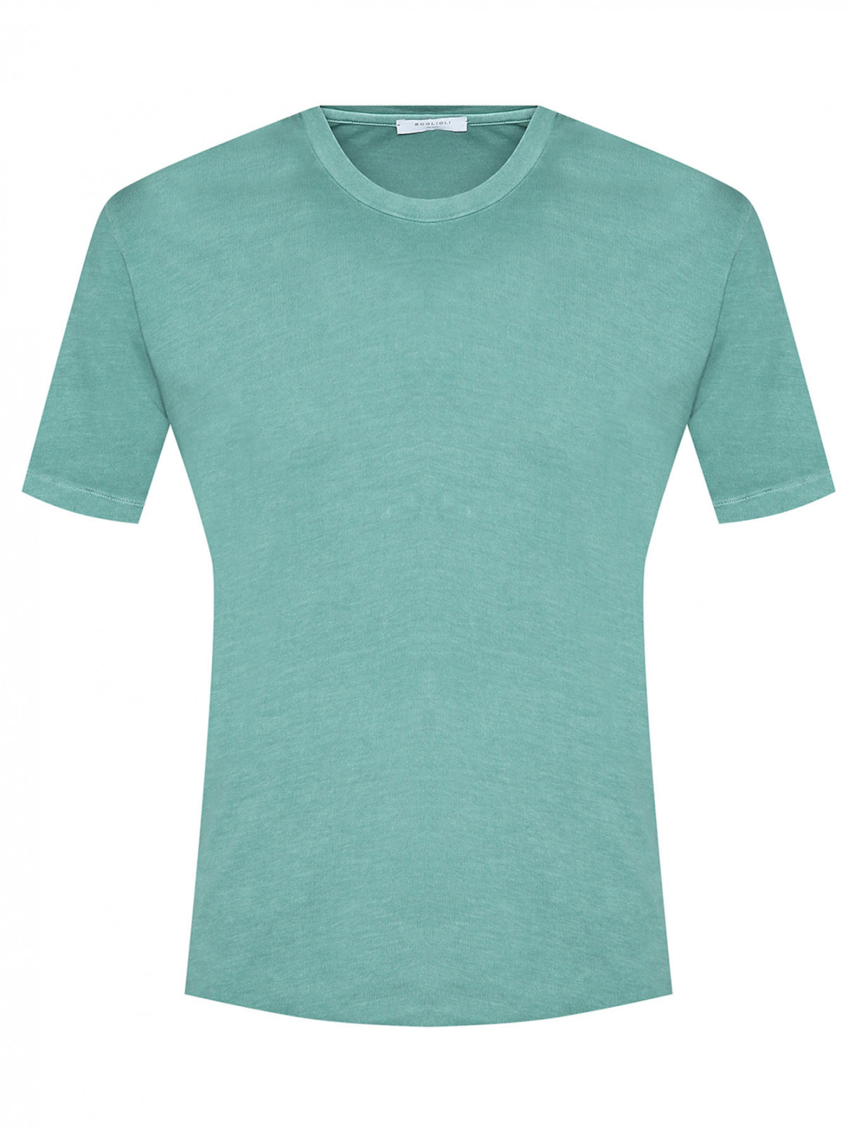 Однотонная футболка из хлопка Boglioli  –  Общий вид  – Цвет:  Зеленый