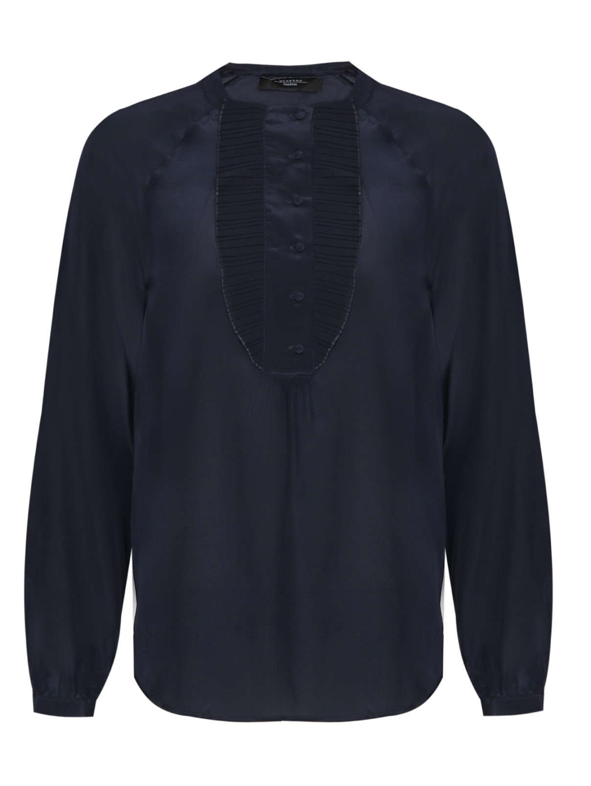 Блуза из шёлка с жабо Weekend Max Mara  –  Общий вид  – Цвет:  Синий