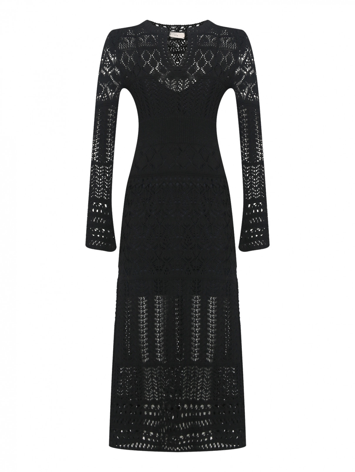 Трикотажное платье ажурной вязки Dorothee Schumacher  –  Общий вид  – Цвет:  Черный