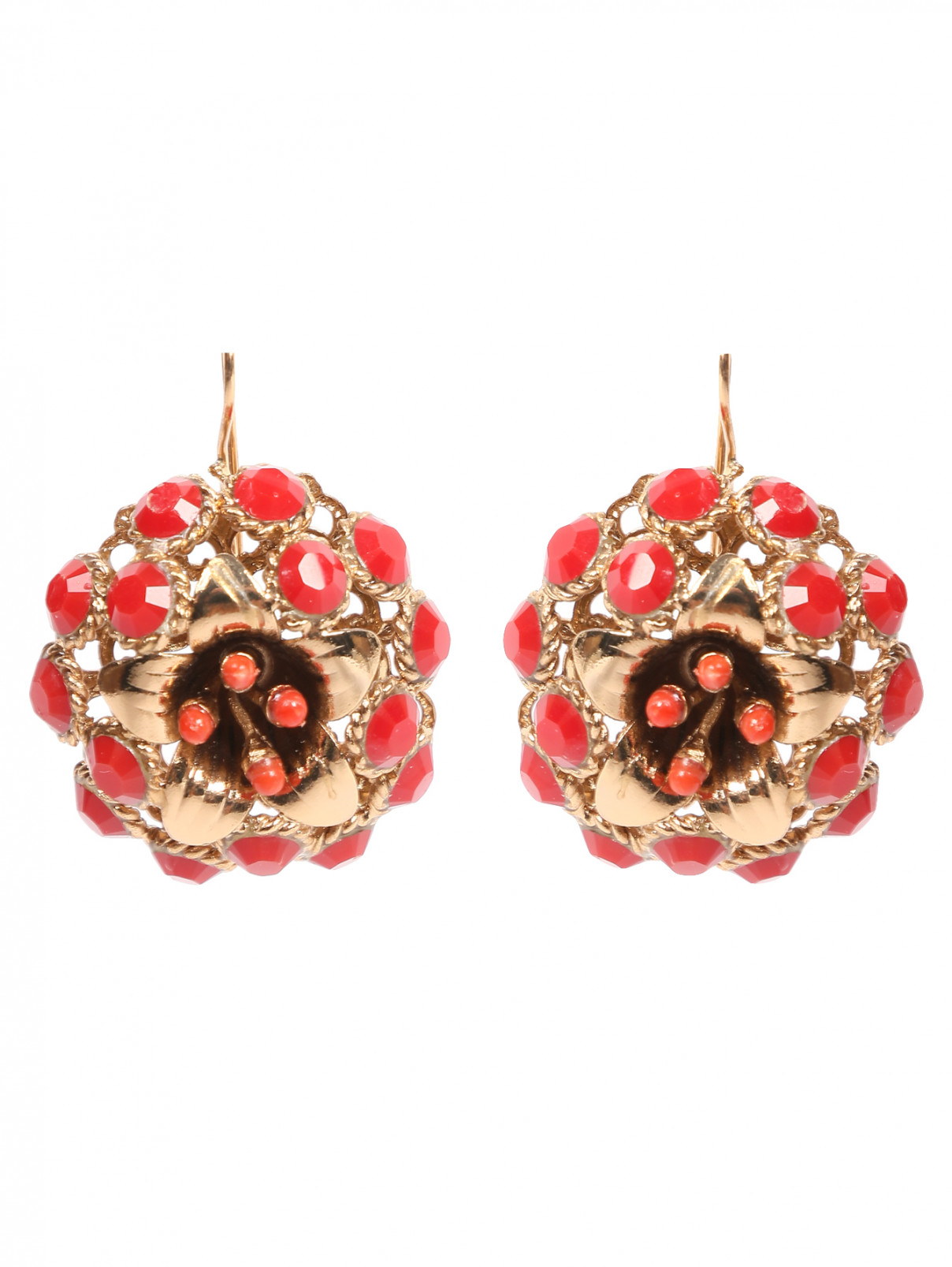 Серьги из металла декорированные кристаллами Dueci Bijoux  –  Общий вид  – Цвет:  Красный