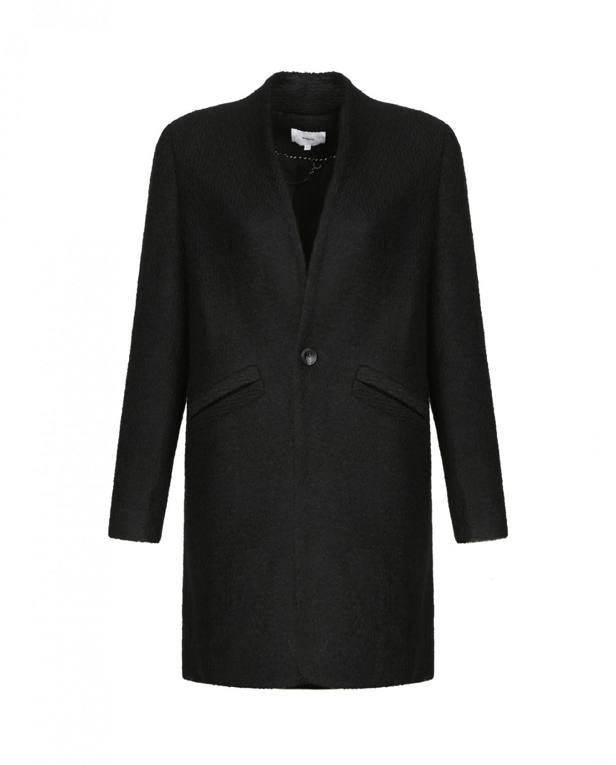 Пальто из смешанной шерсти на одной пуговице Suncoo  –  Общий вид  – Цвет:  Черный