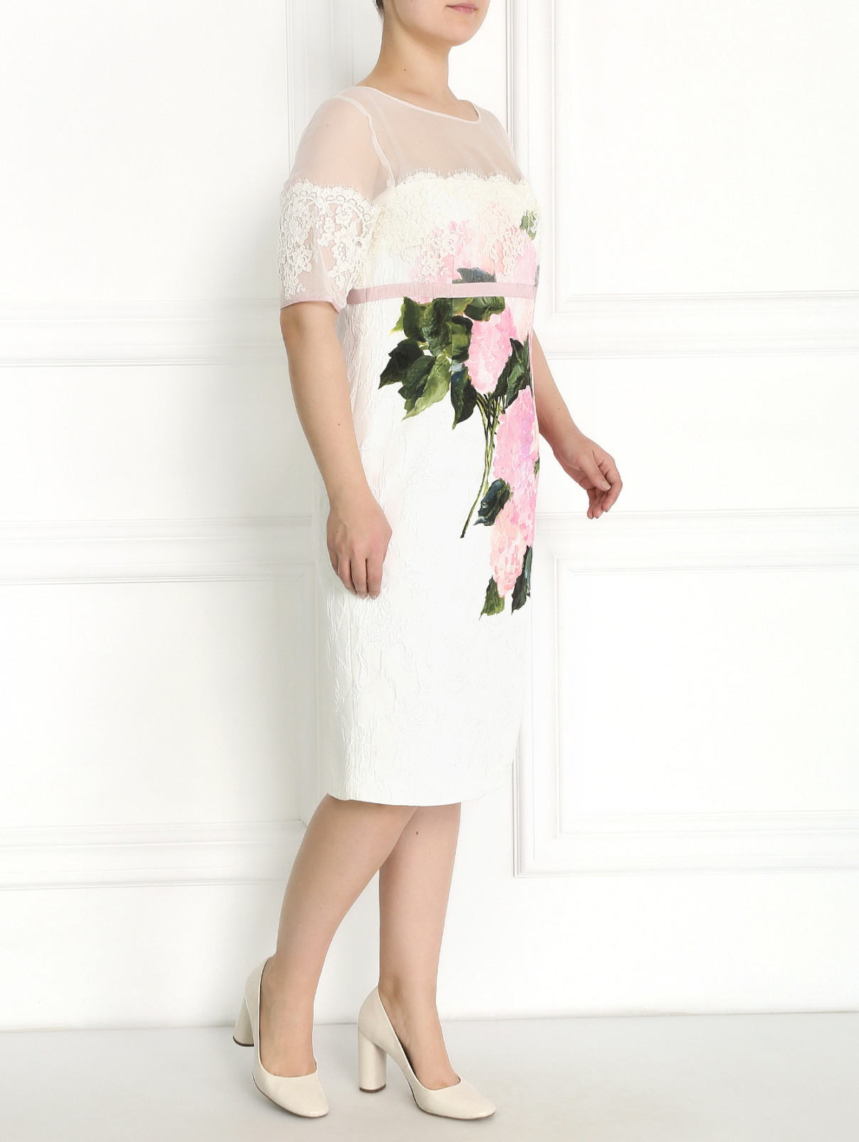 Платье из фактурной ткани с кружевом и узором Marina Rinaldi  –  Модель Общий вид  – Цвет:  Узор