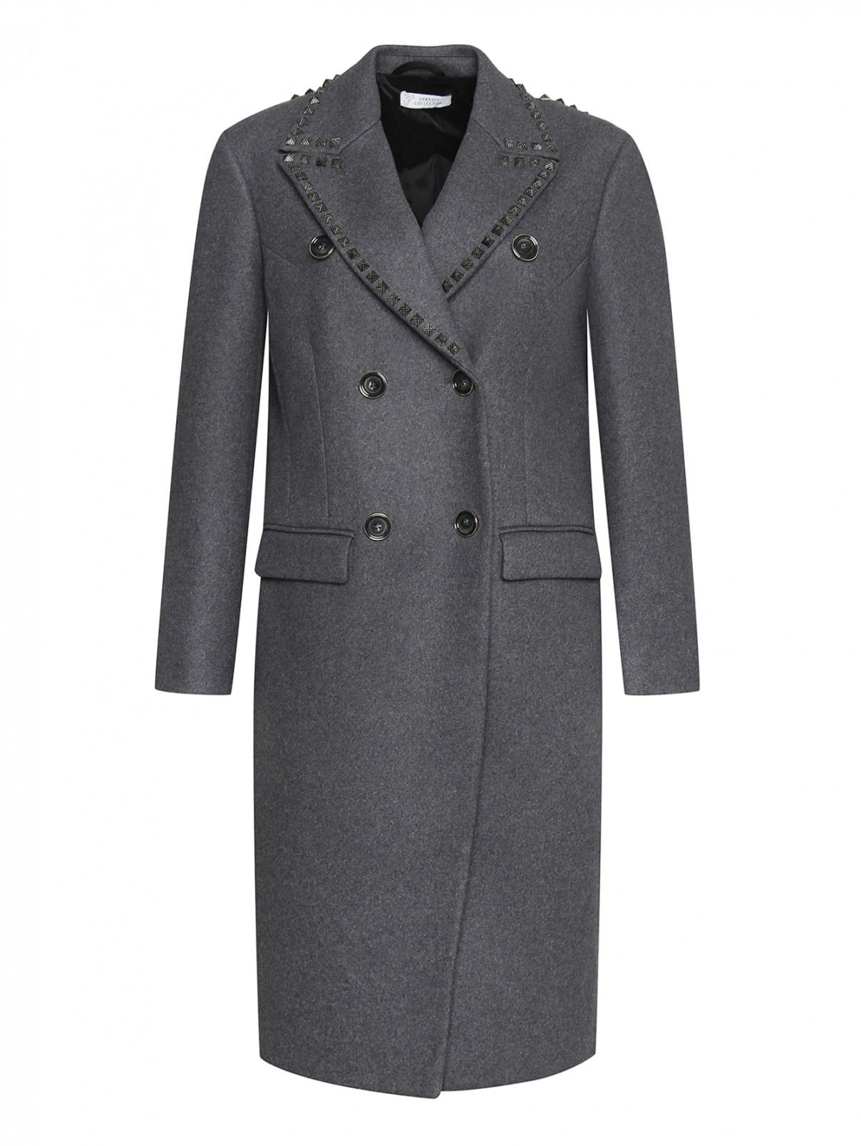 Пальто из шерсти с декоративной отделкой Versace Collection  –  Общий вид