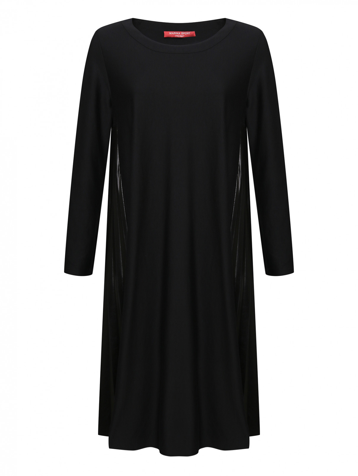 Платье со вставками по бокам MARINA SPORT MARINA RINALDI  –  Общий вид  – Цвет:  Черный