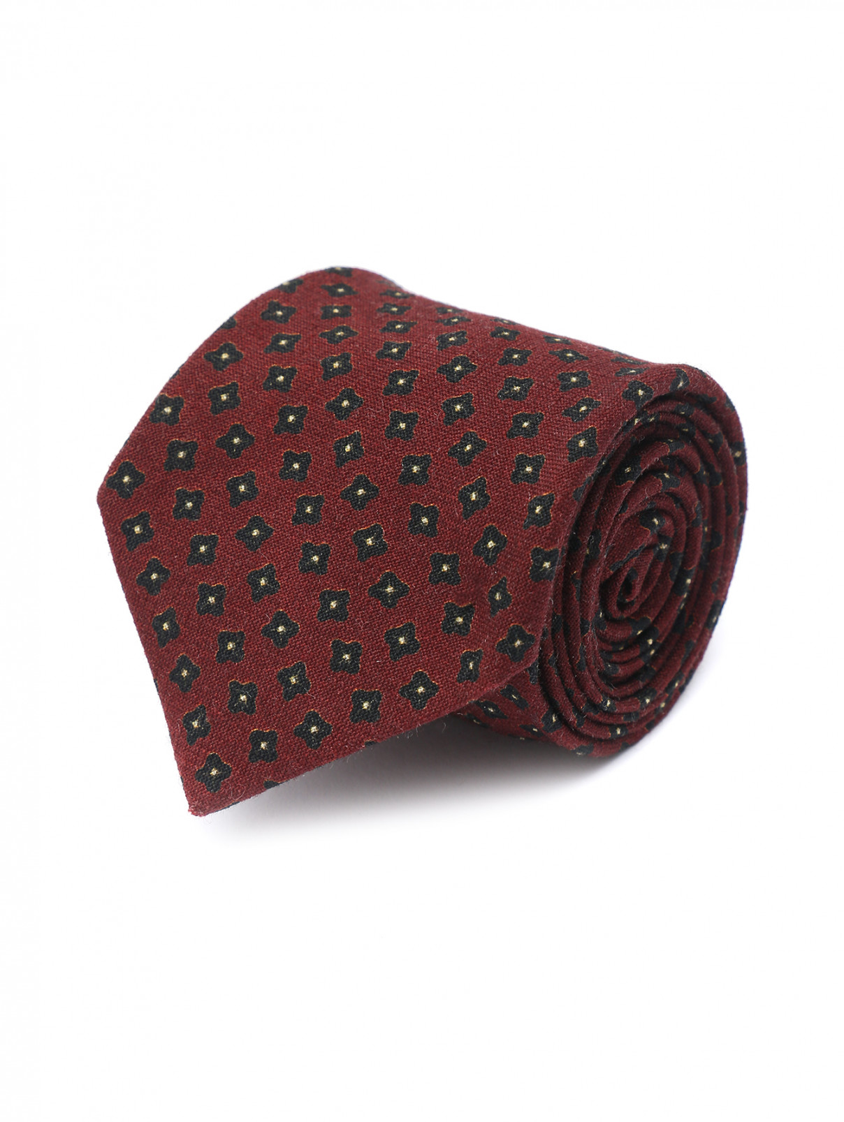Галстук из шелка с узором Borrelli  –  Общий вид  – Цвет:  Красный