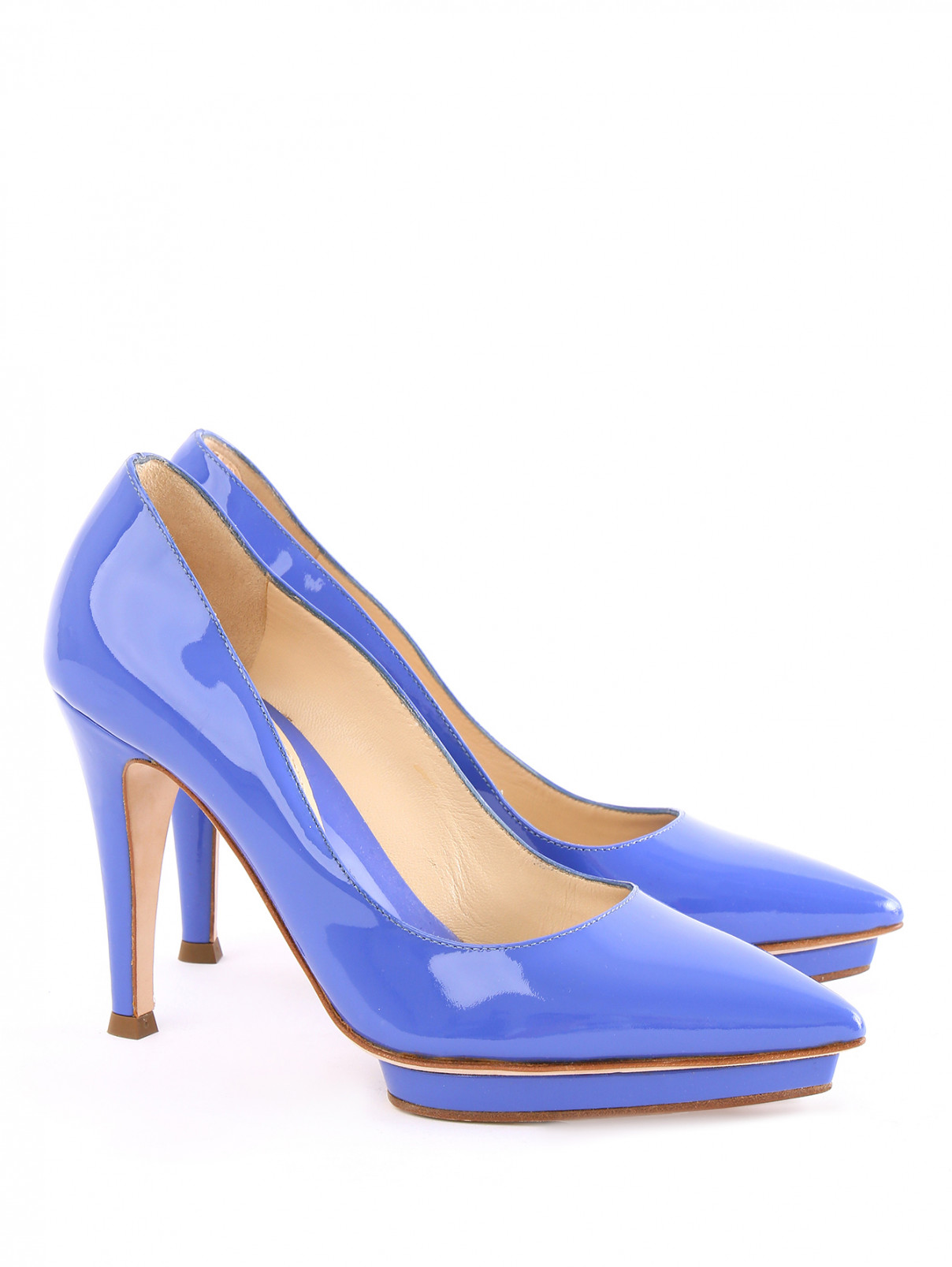 Туфли из лакированной кожи на высоком каблуке Moschino Cheap&Chic  –  Общий вид  – Цвет:  Фиолетовый