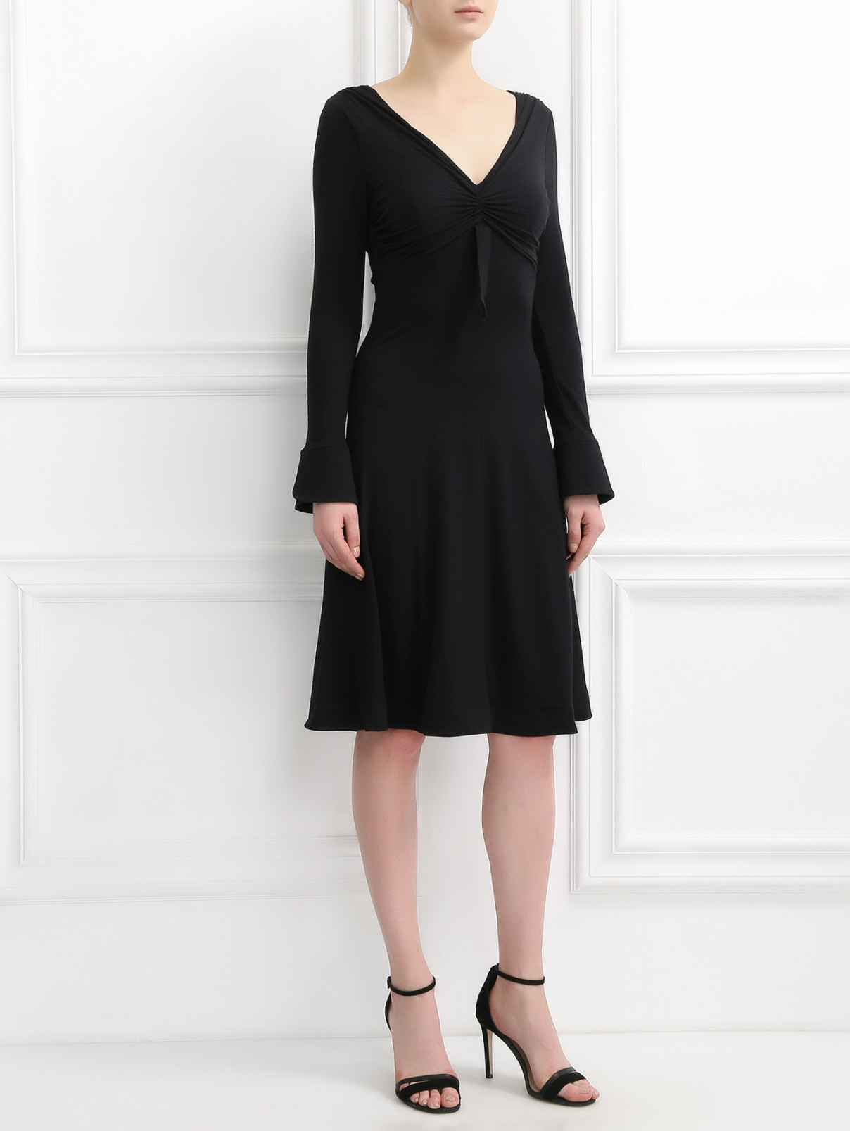 Платье из шерсти, кашемира и шелка Mariella Burani  –  Модель Общий вид  – Цвет:  Черный