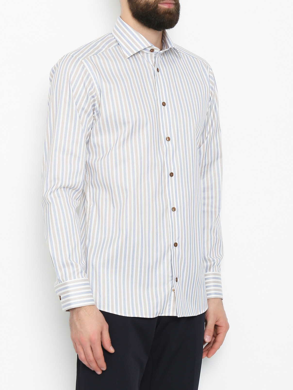 Рубашка из хлопка с узором "полоска" Eton  –  МодельВерхНиз  – Цвет:  Узор