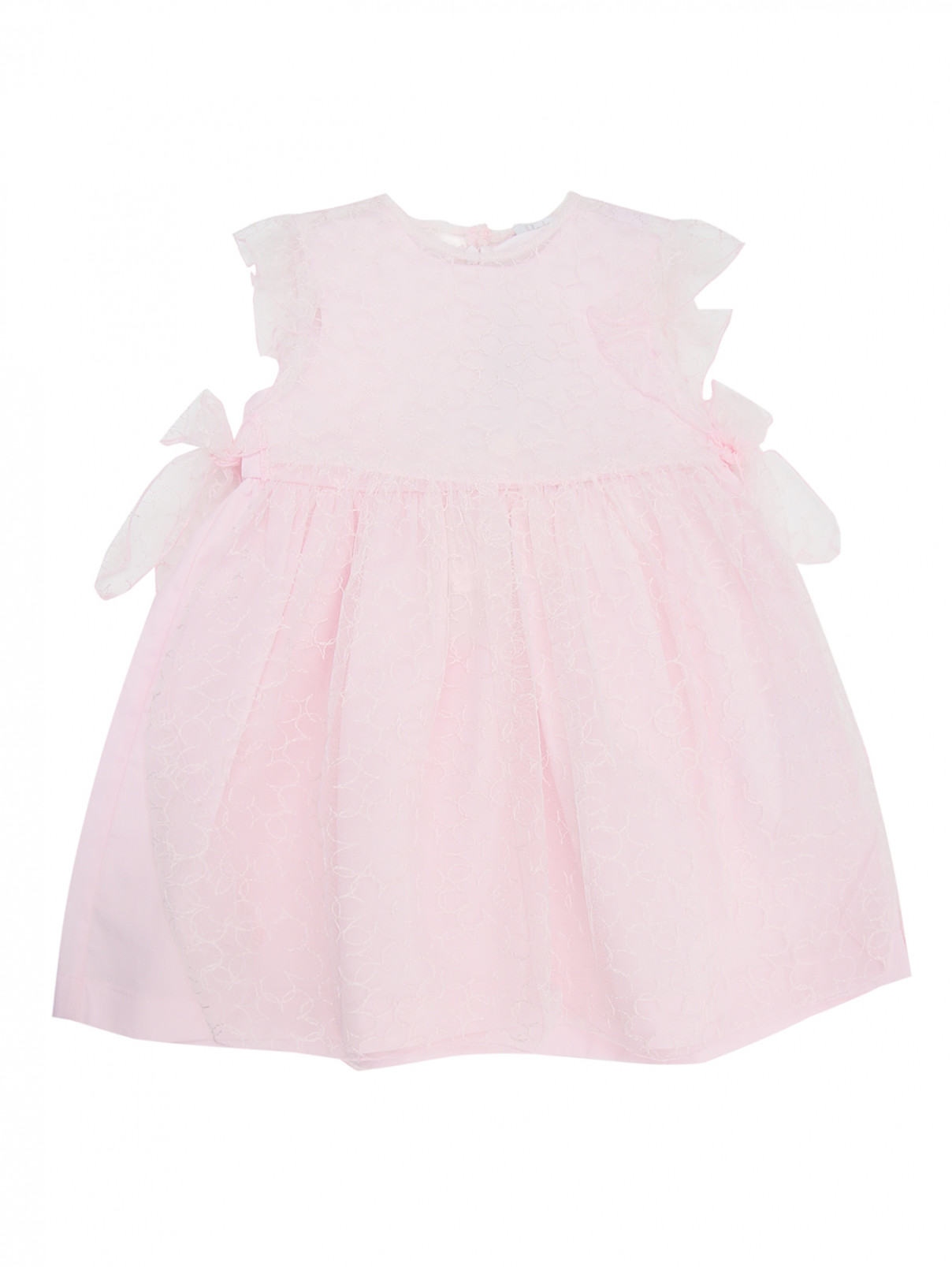 Платье хлопковое с кружевным слоем Il Gufo  –  Общий вид  – Цвет:  Розовый