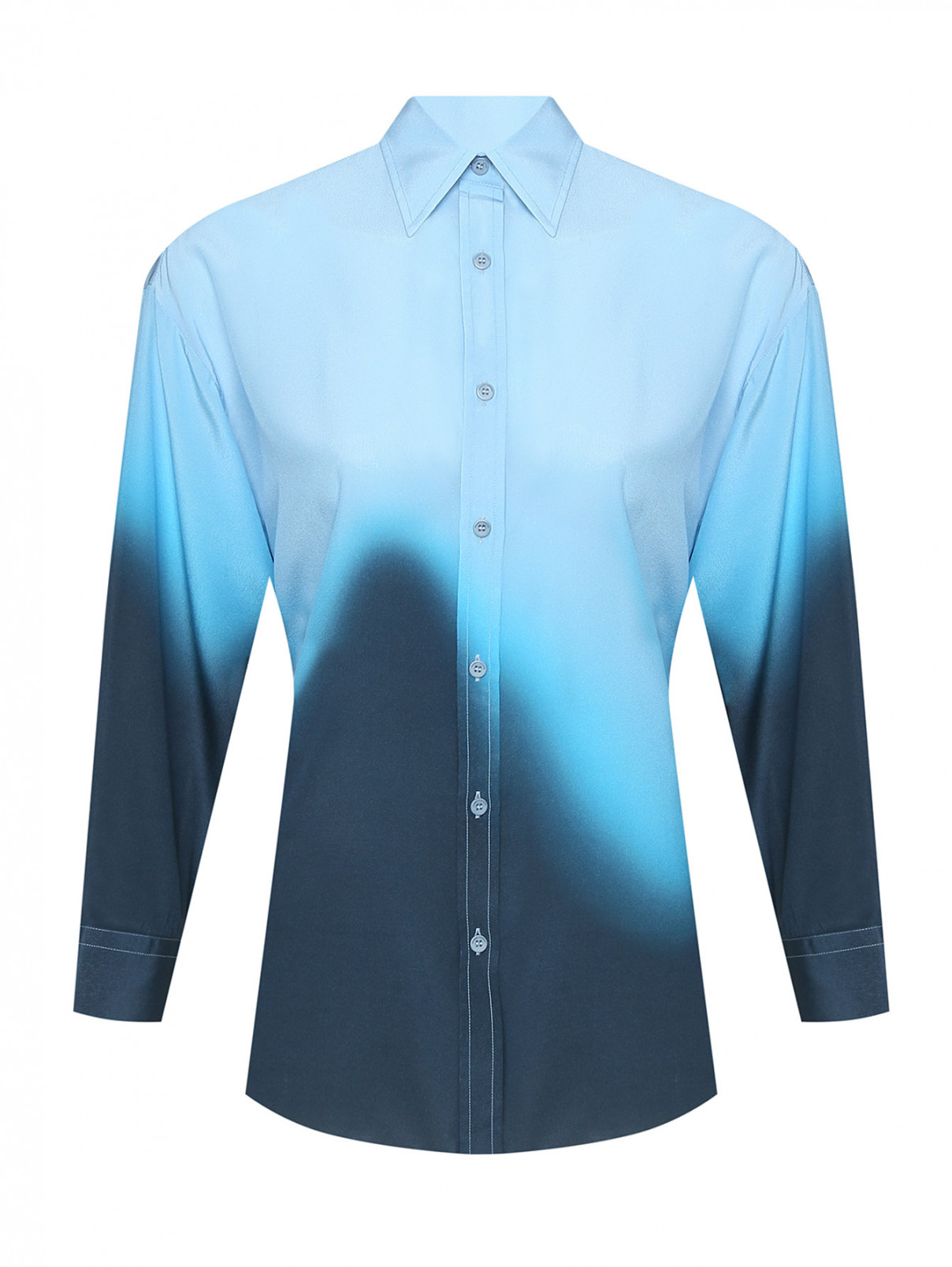 Блуза из шелка с карманом Ermanno Scervino  –  Общий вид  – Цвет:  Синий
