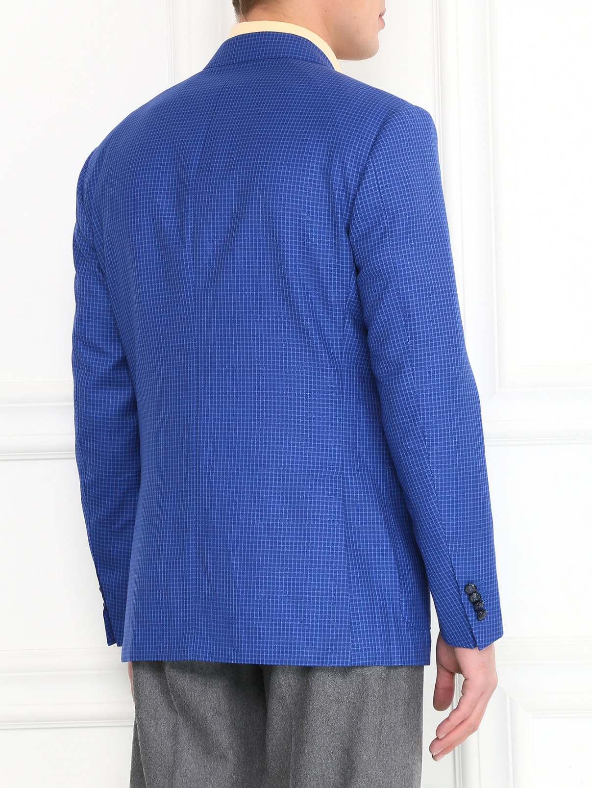 Пиджак из шерсти с узором "клетка" Corneliani  –  Модель Верх-Низ1  – Цвет:  Синий