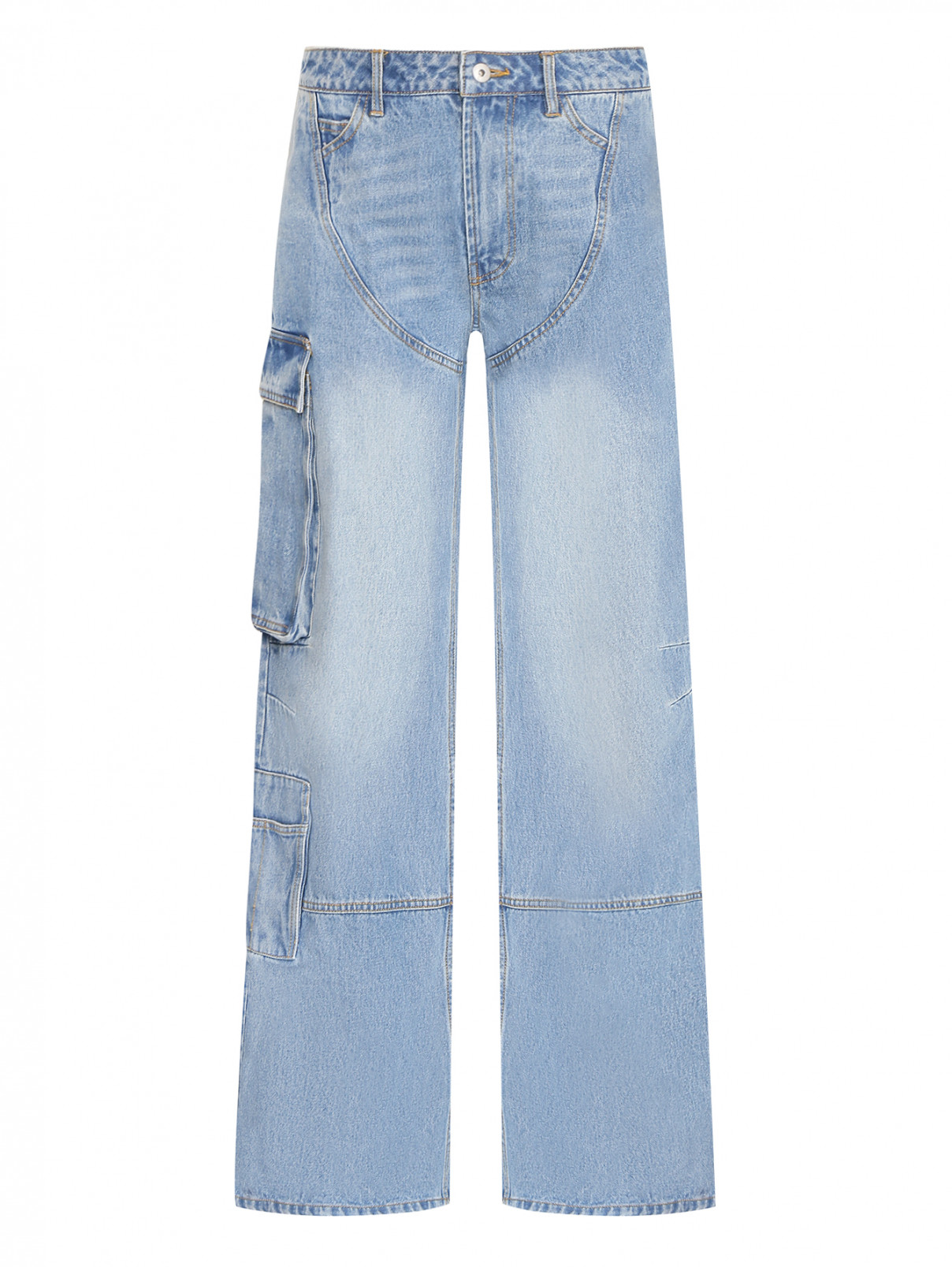 Широкие джинсы-карго из светлого денима Ombra  –  Общий вид  – Цвет:  Синий