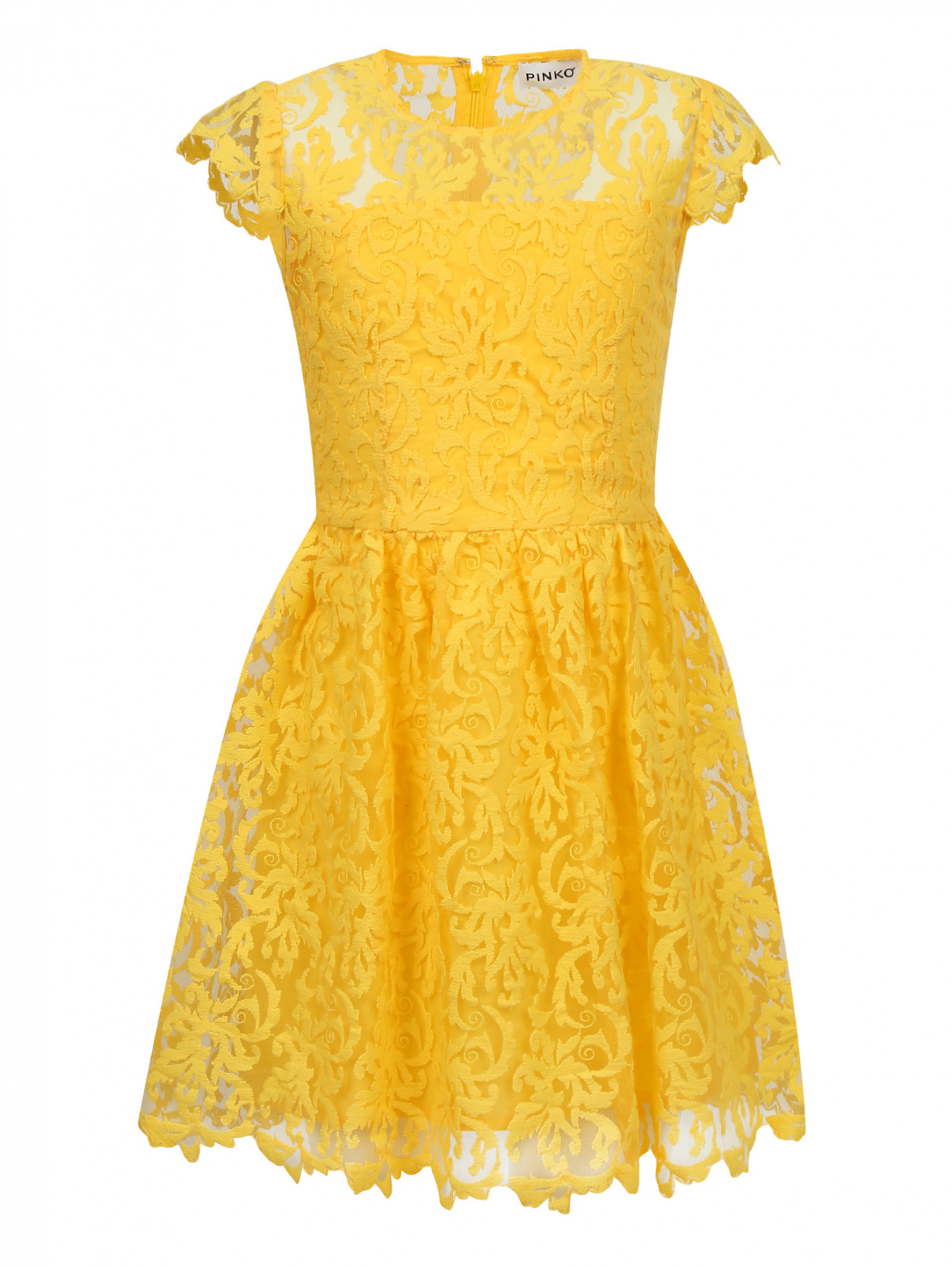 Платье из ажурного кружева Pinko Up  –  Общий вид  – Цвет:  Желтый